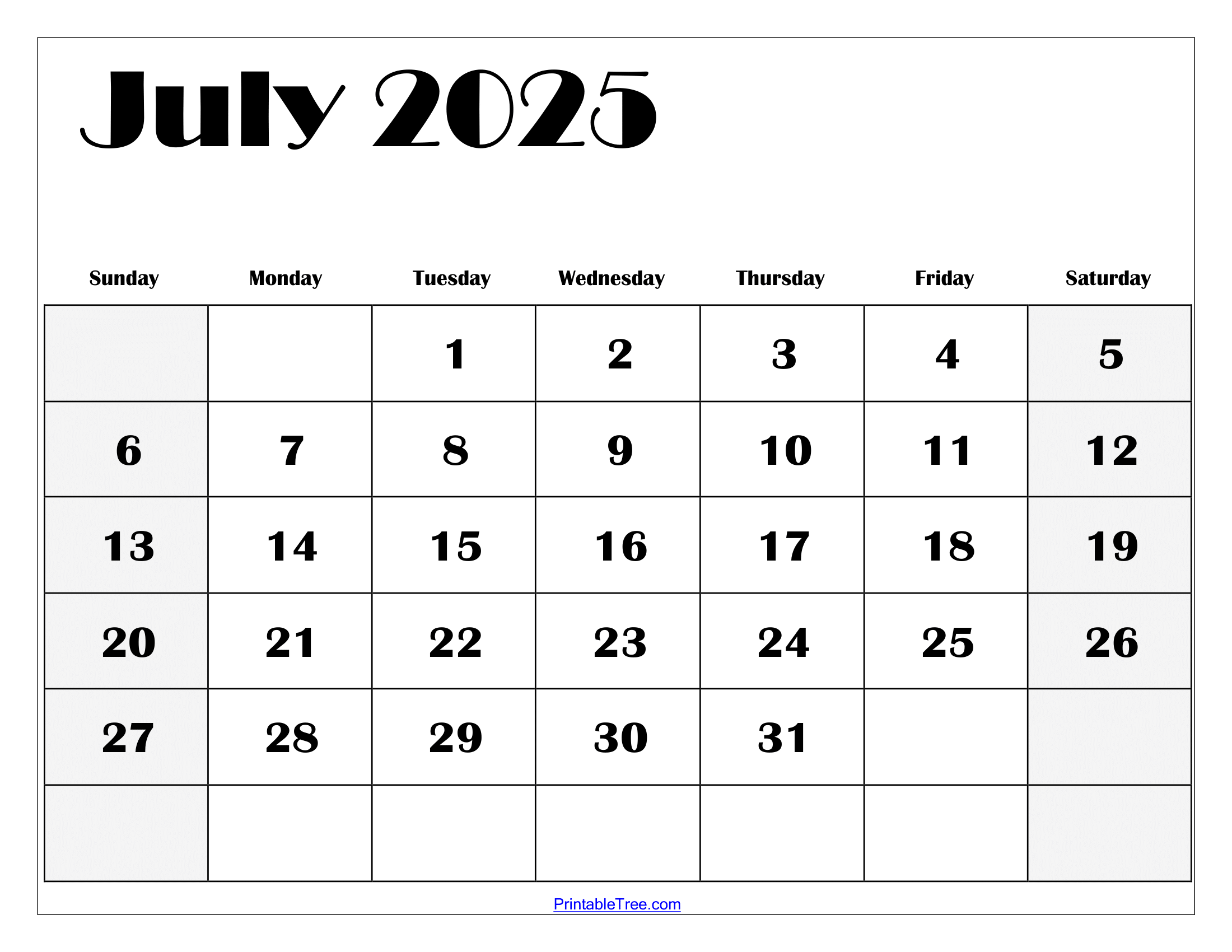Blank July August Calendar 2025