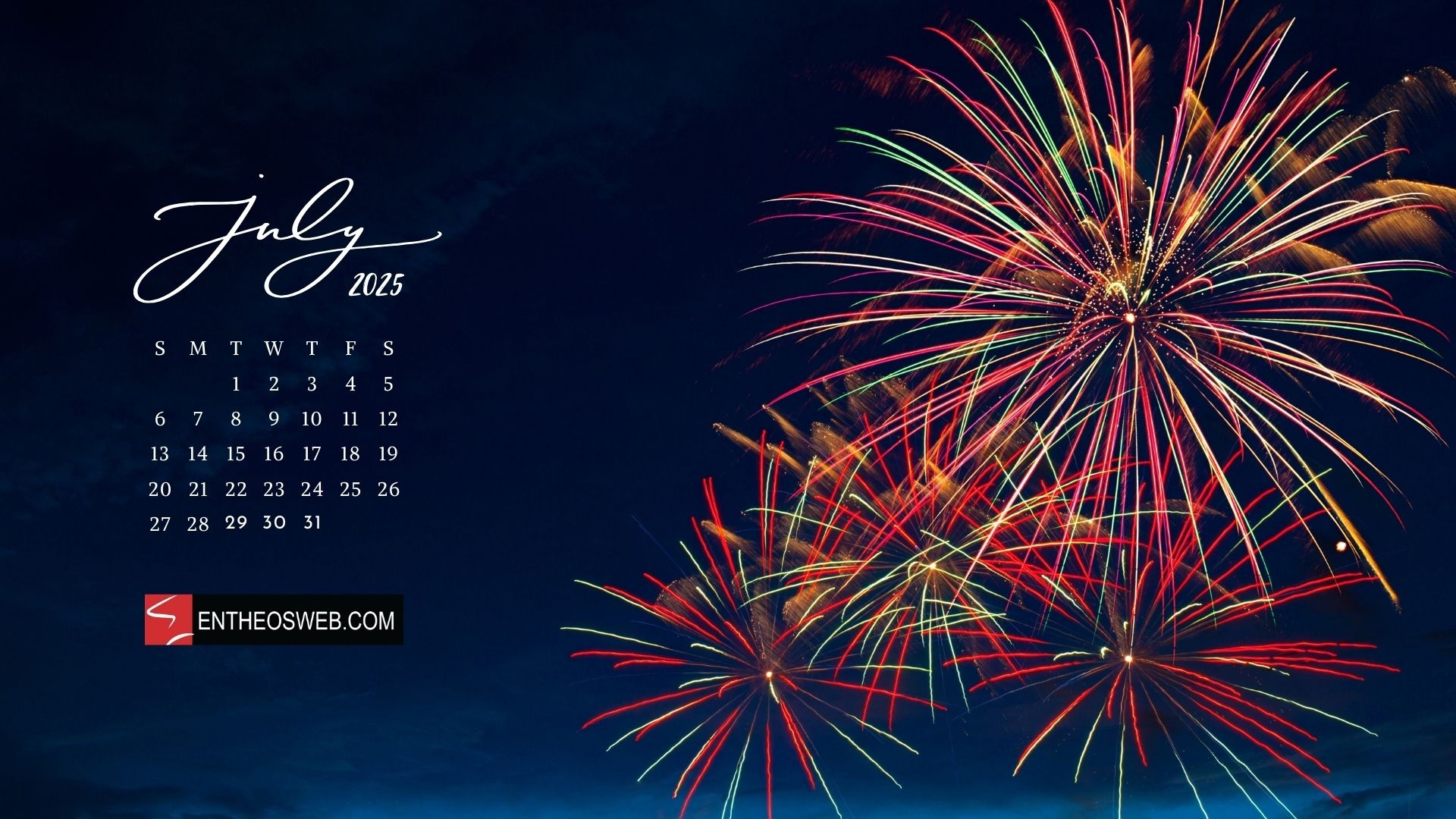 July 2025 Calendar Desktop Wallpaper