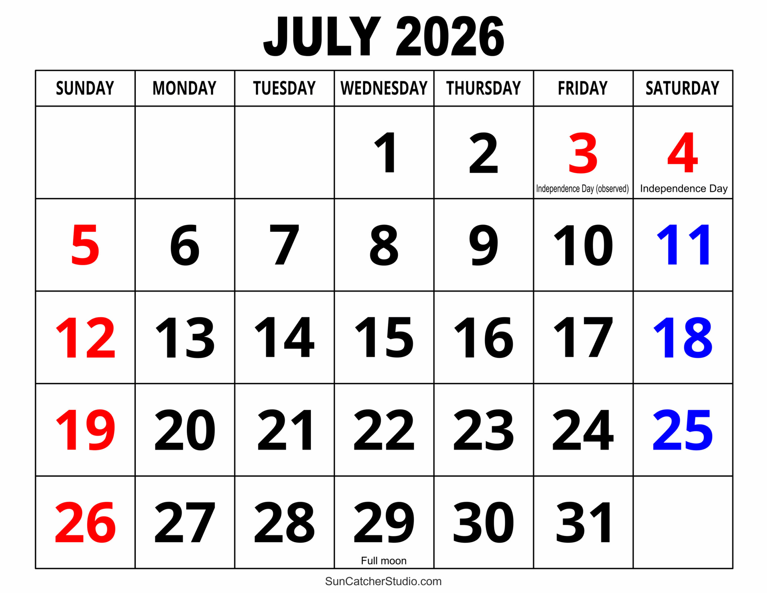 July 2026 Calendar Free Printable Free Printables Monograms Design Tools Patterns U0026 DIY Projects