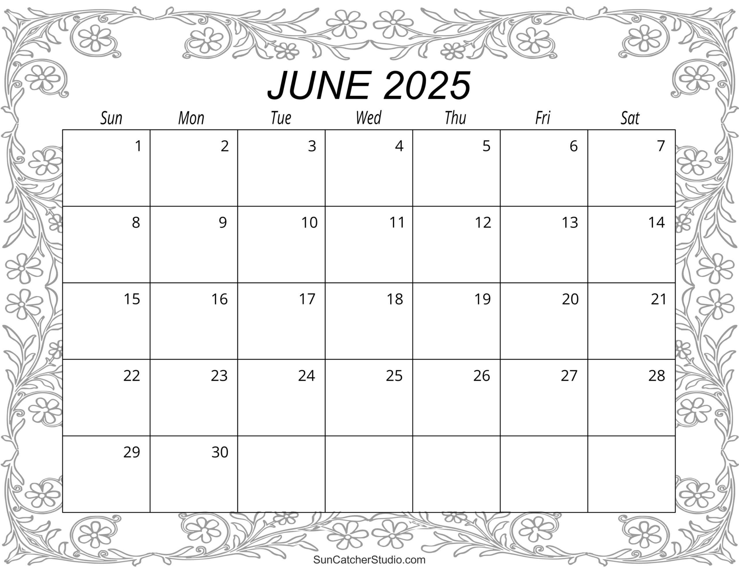 June July Calendar 2025 Printable