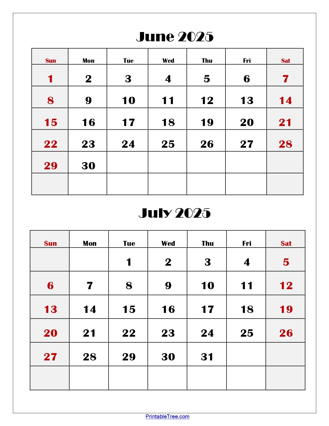 Free Printable Calendar June July August 2025
