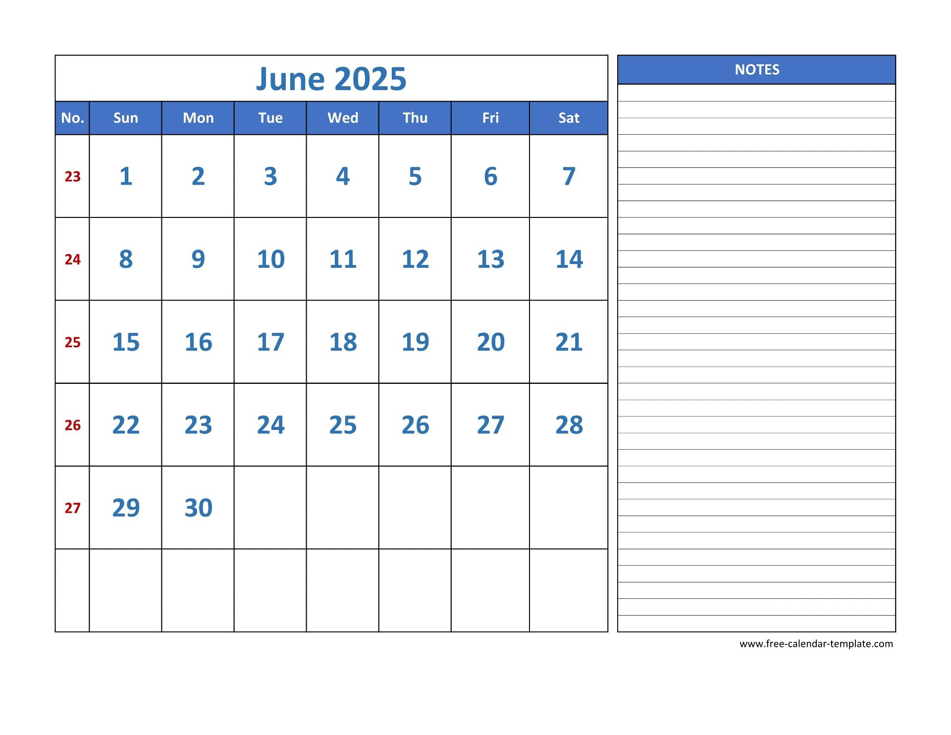 Free Printable 2025 Calendar With Note Section