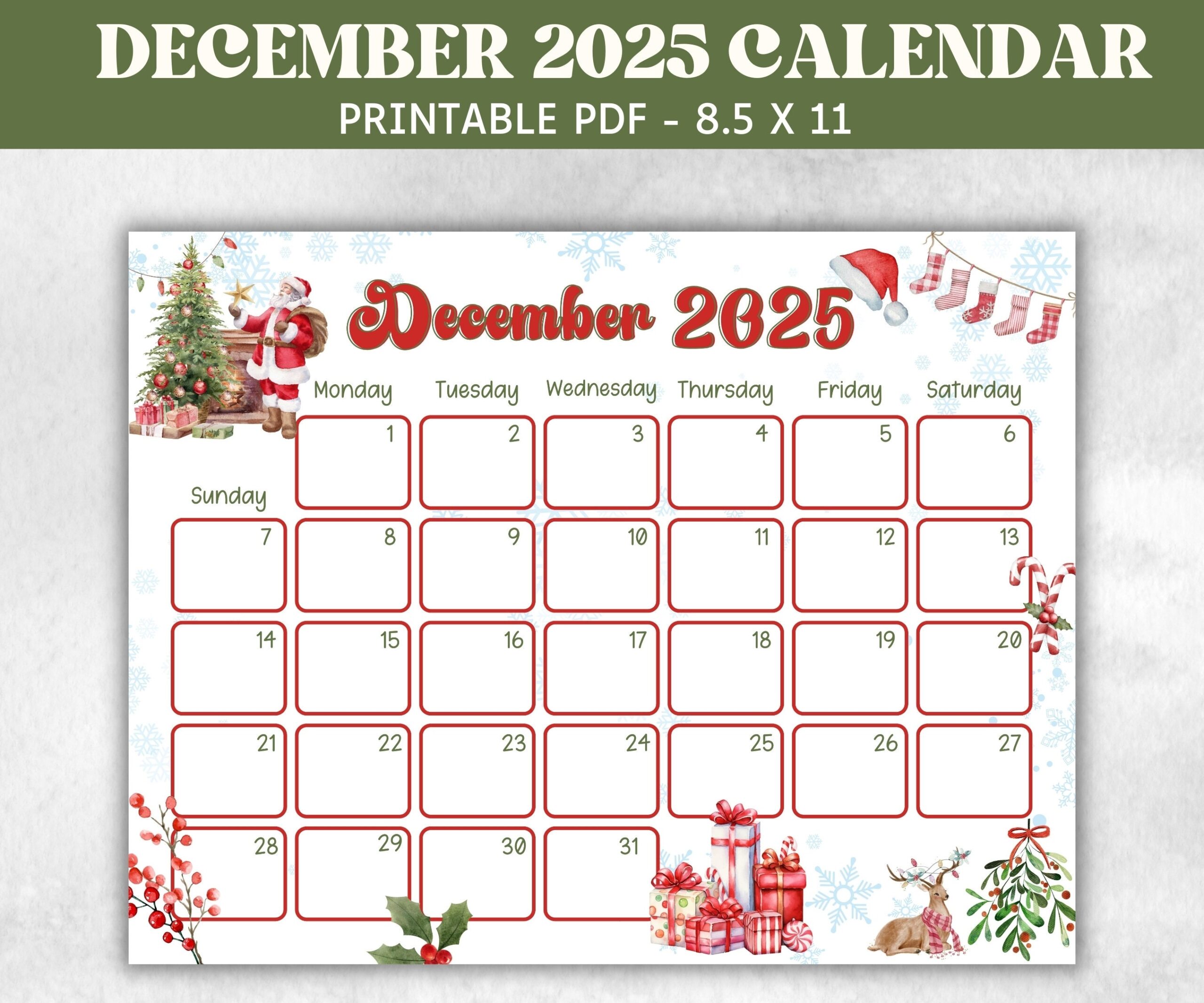 Colorful Printable Calendar Sheets December 2025