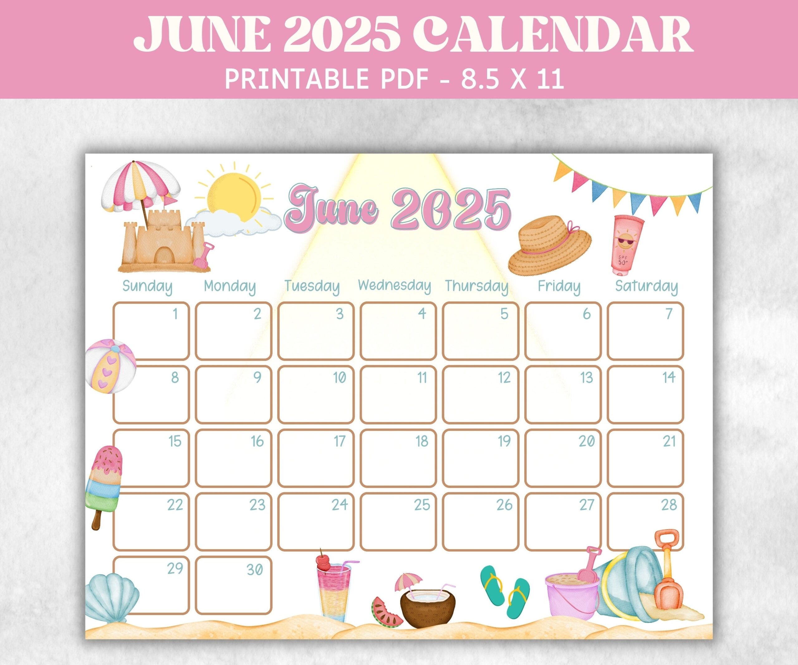 June And July Calendar Template 2025