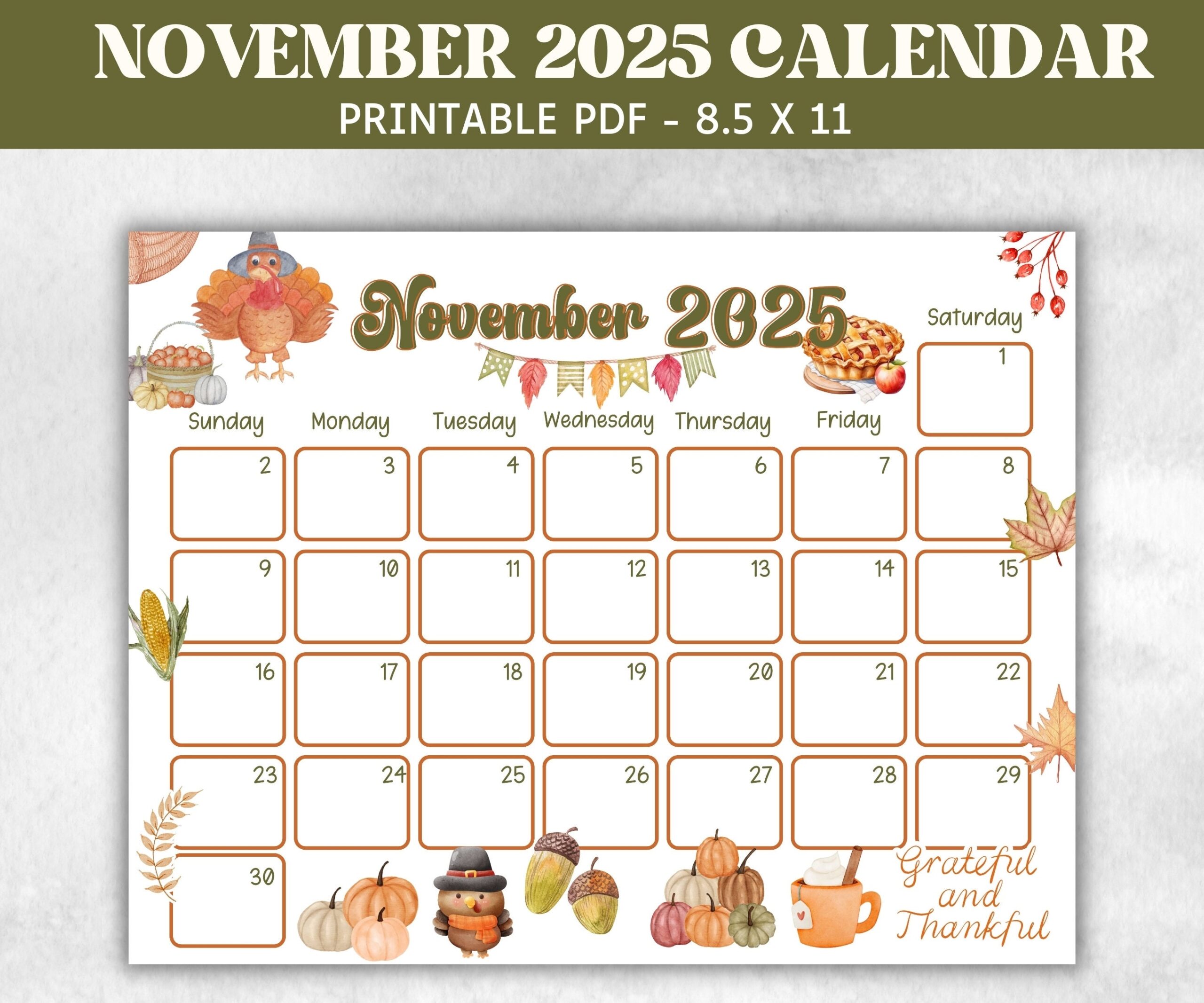 October November Calendar 2025 Printable
