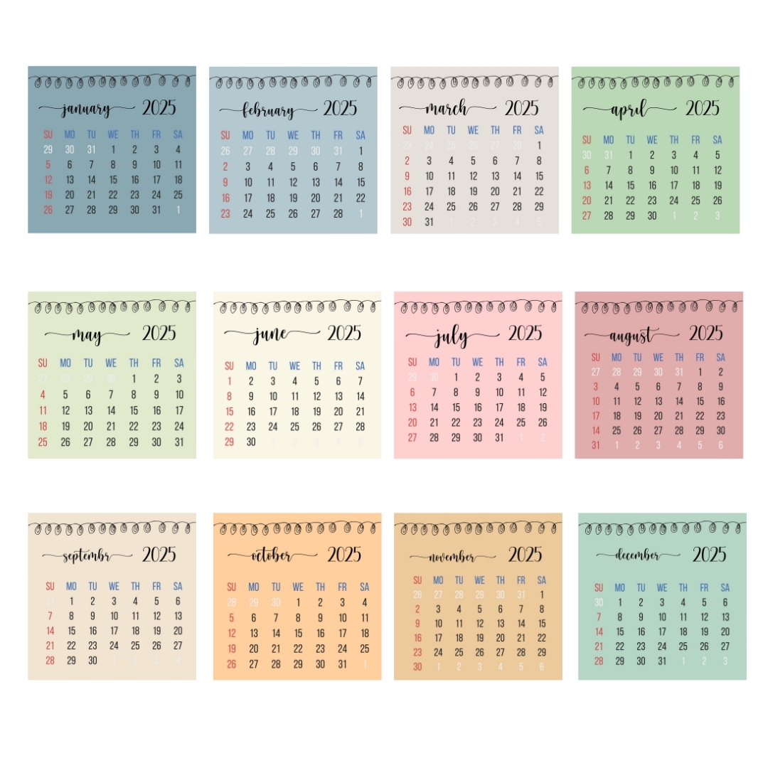 Free Printable Calendar 2025 Waterproof