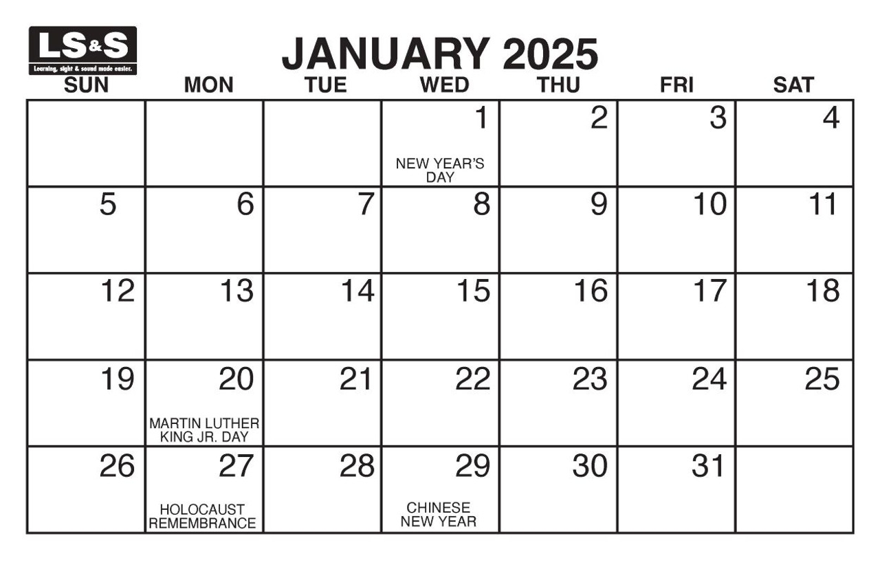 Free Printable Calendar 2025 Big Numbers