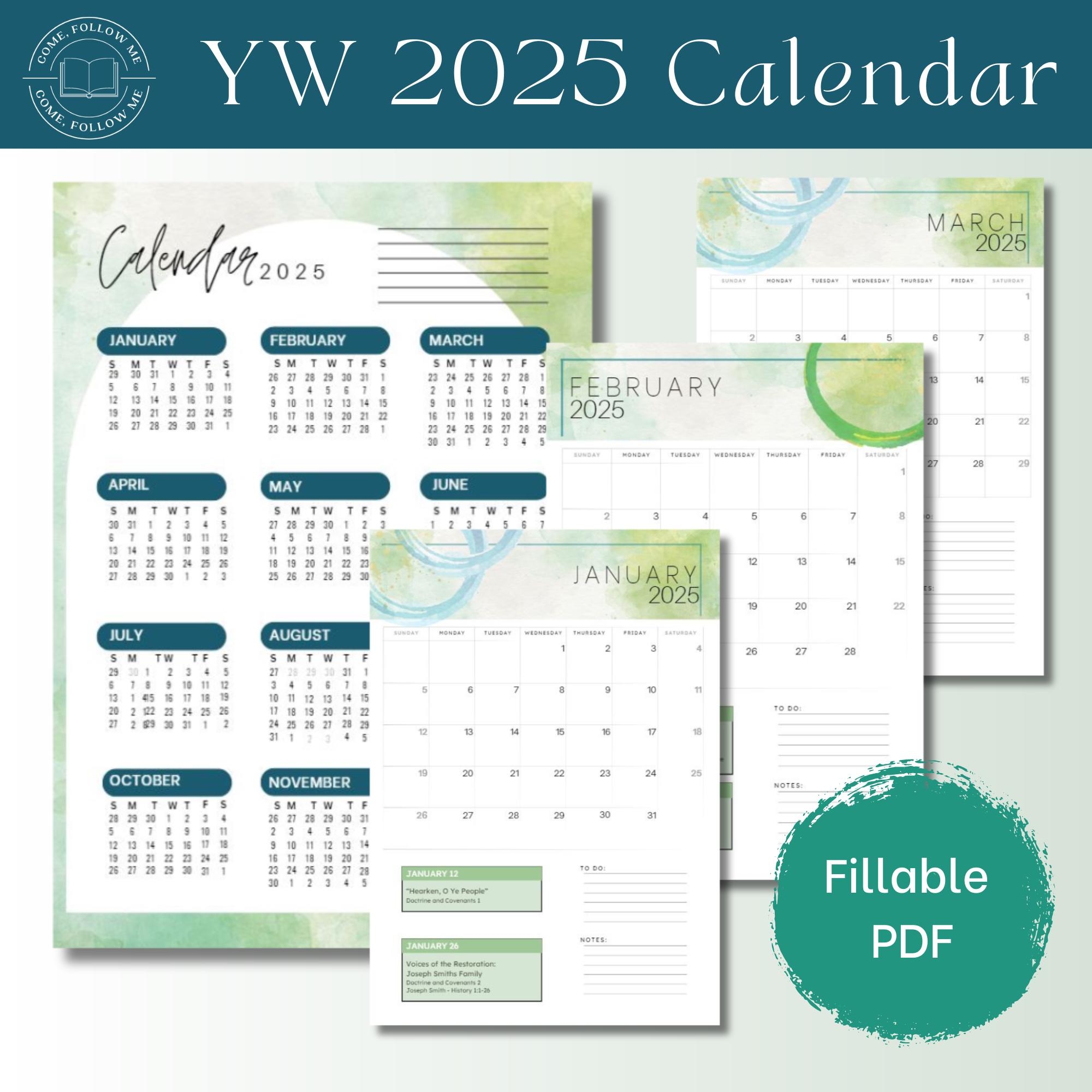 LDS Young Women 2025 Calendar PDF For Digital Planners Digital 