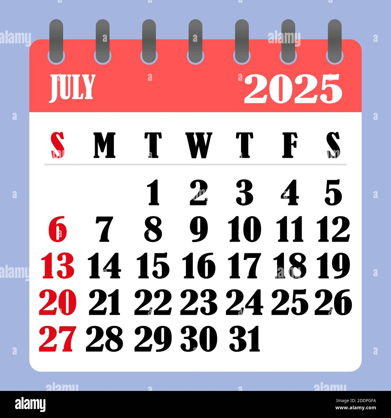 Month Calendar July 2025