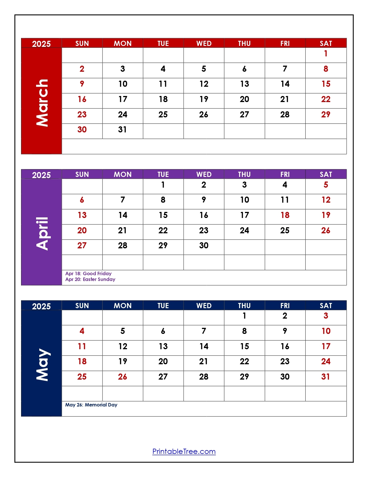 Free Printable 2025 3 Month Calendar With Holidays