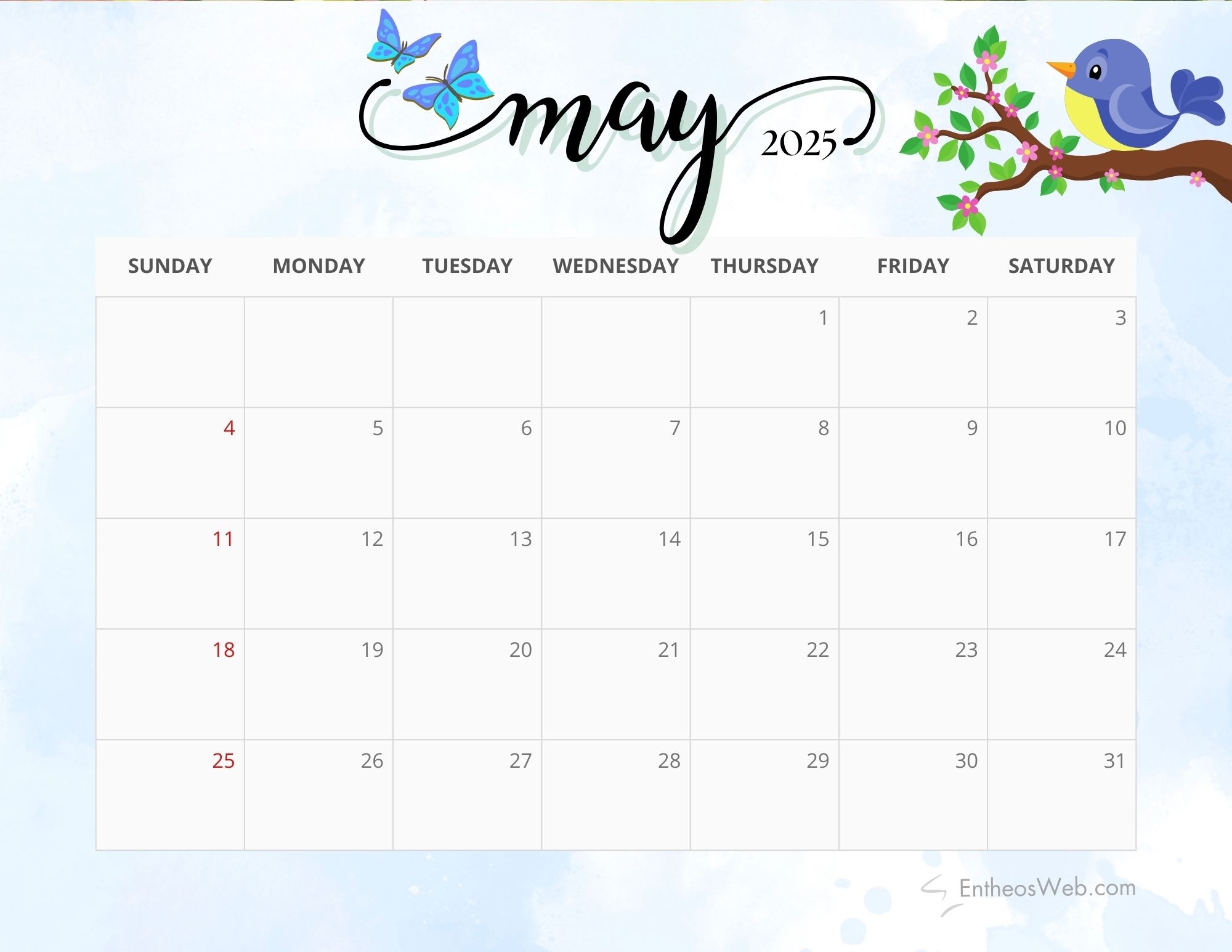 May 2025 Calendar Free PDF Printables EntheosWeb