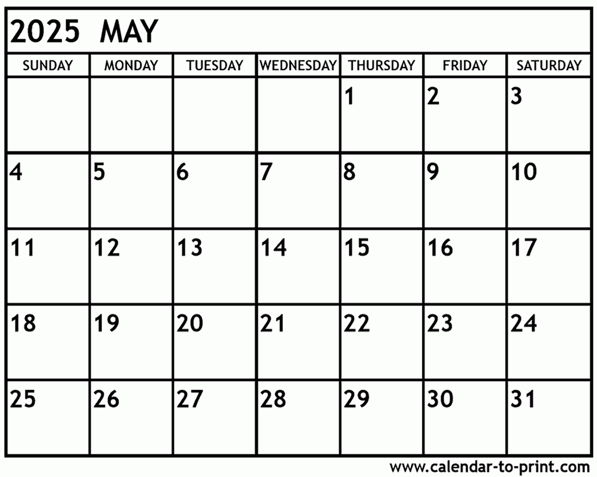 Free Printable Appointment Calendar May 2025