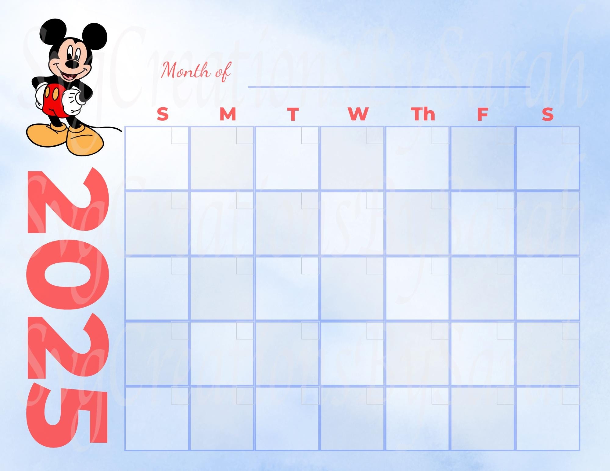 Free Printable 2025 Calendar Disney