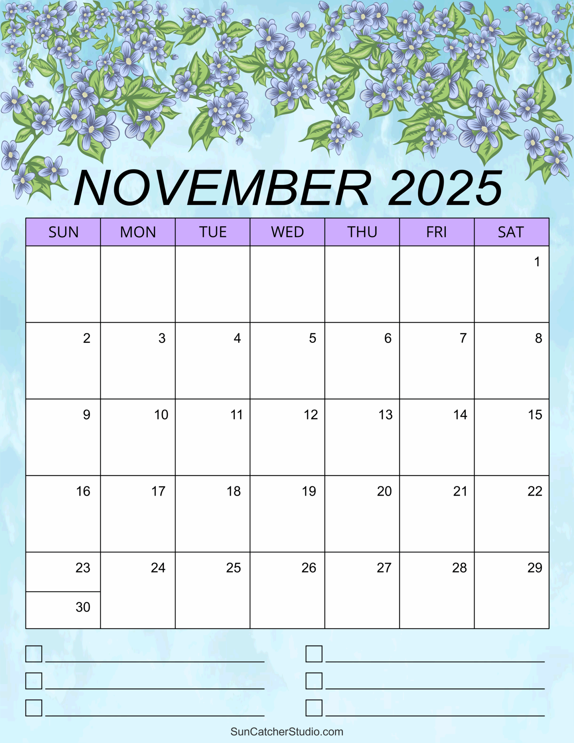 Large Printable November 2025 Calendar