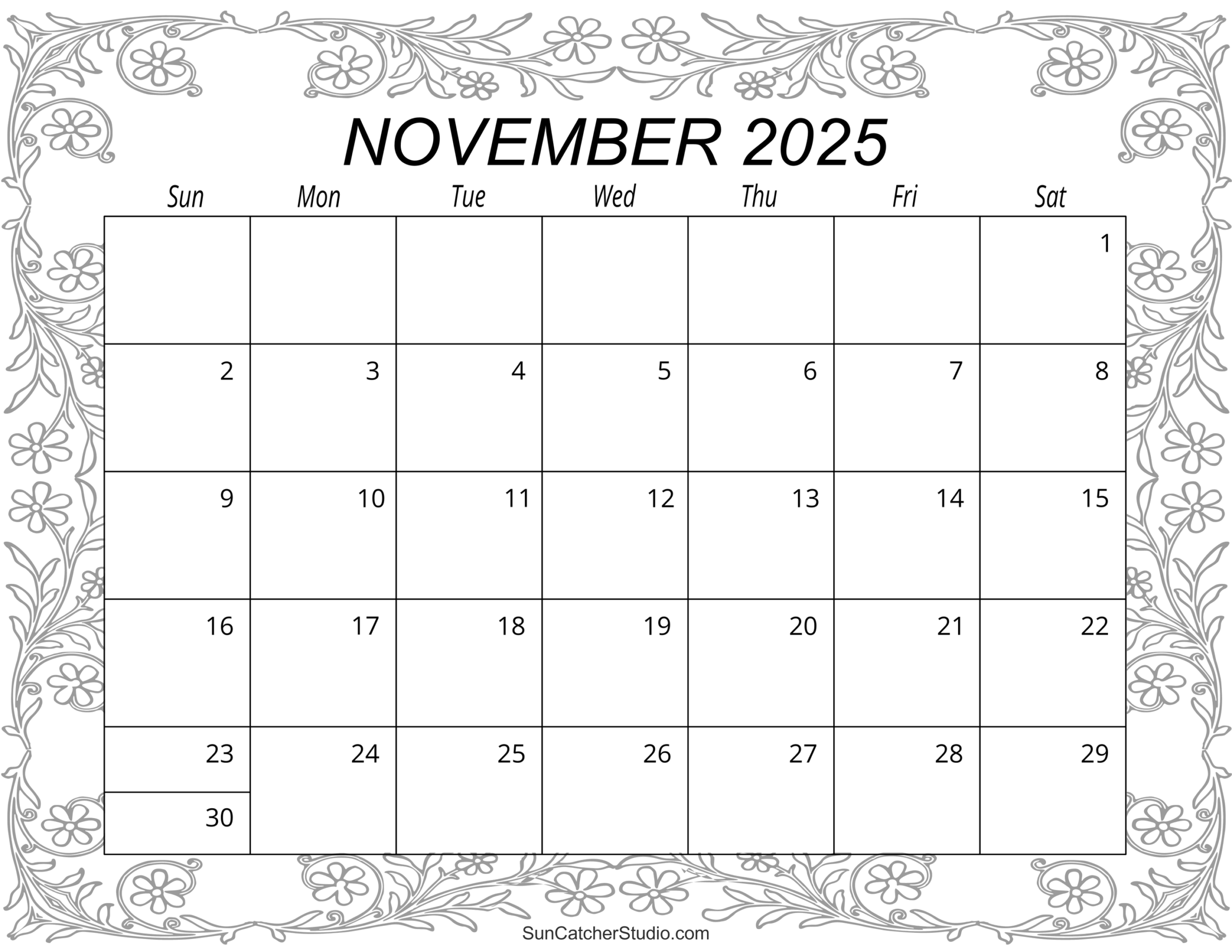 November 2025 Desk Calendar Printable