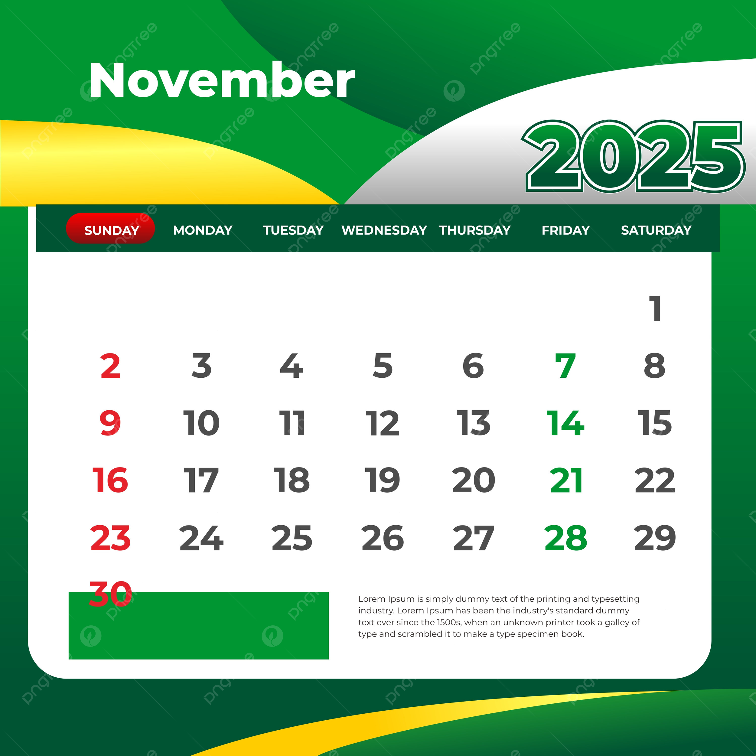 November 2025 Vertical Calendar Printable