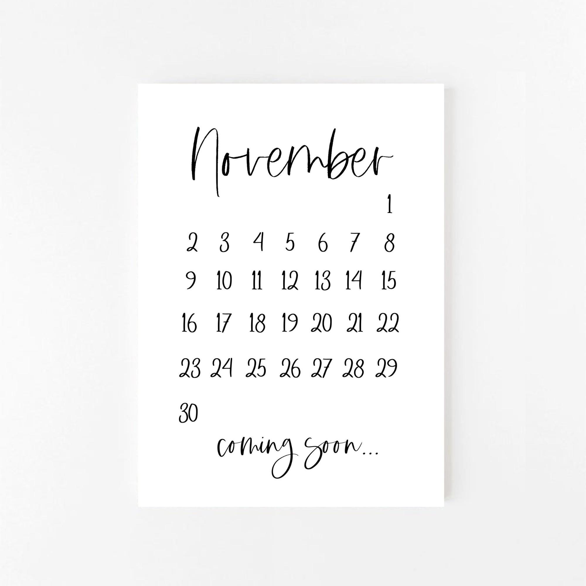 November 2025 Pregnancy Announcement Printable November Calendar Pregnancy Announcement Printable Pregnancy Announcement Digital Etsy