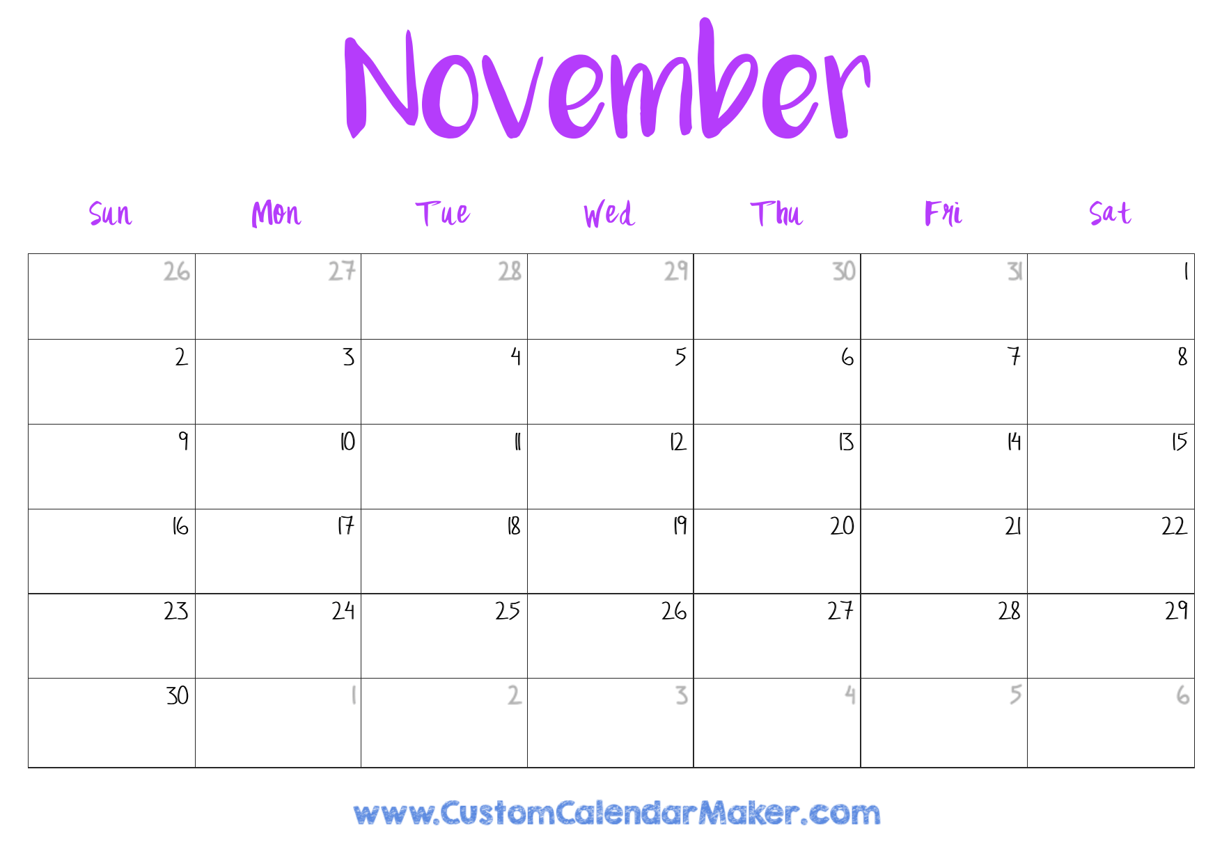 November 2025 23 Calendar Printable