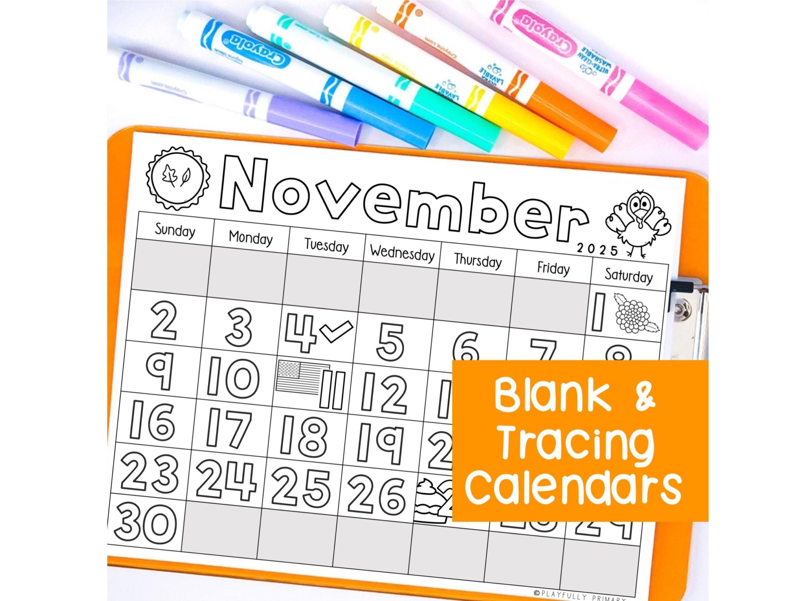 November Calendar 2025 Printable Calendar Tracing Worksheet 