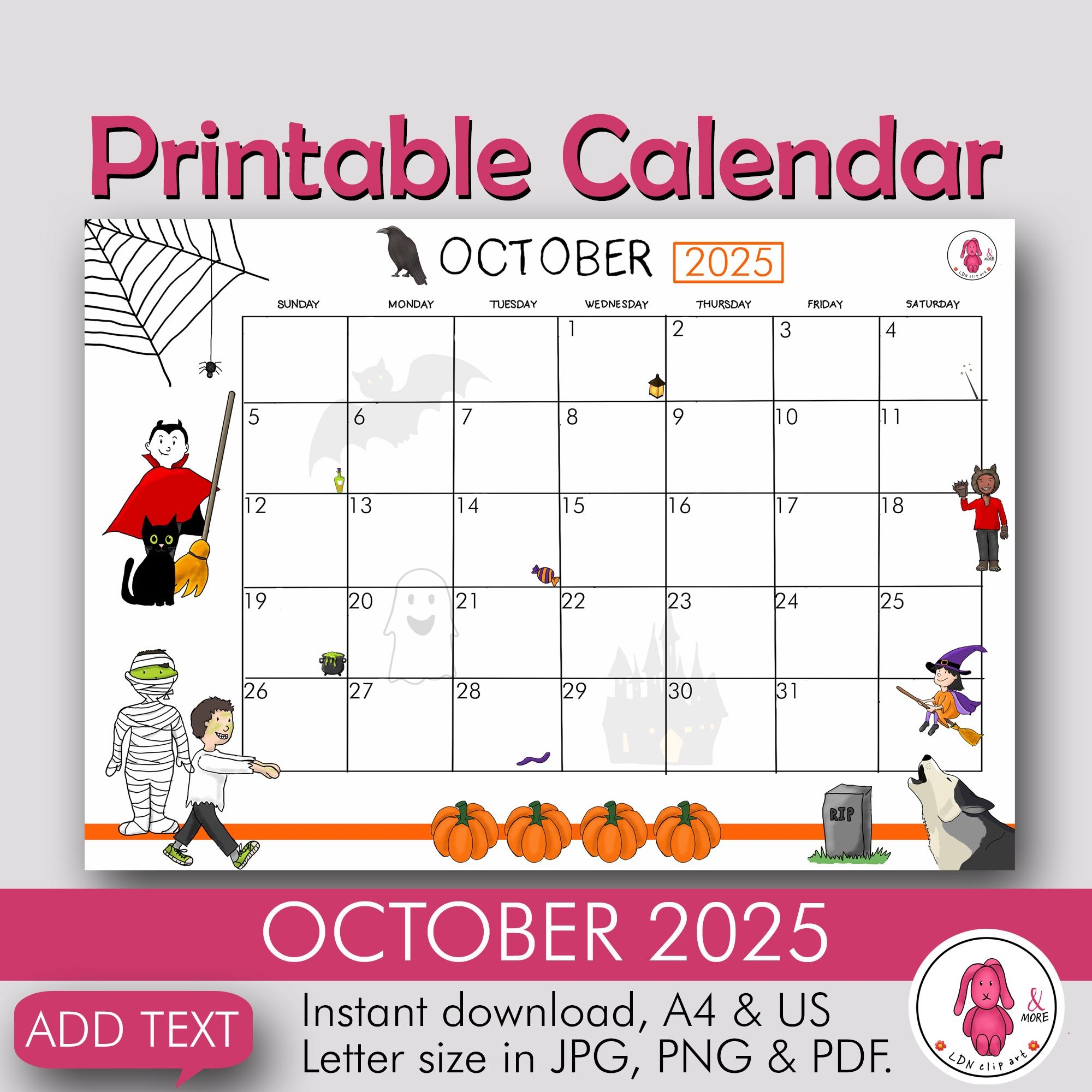 October 2025 Calendar Monthly Planner For Teachers Family 