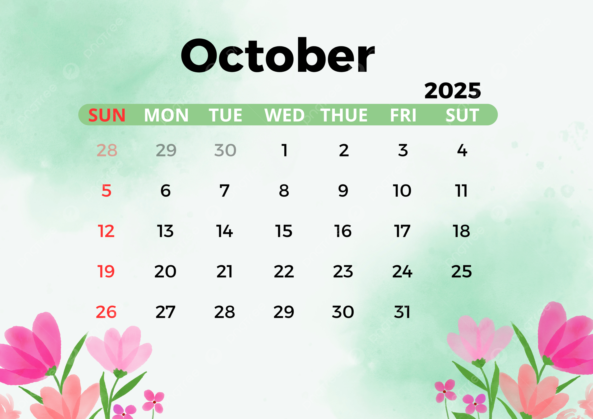 October Calendar Desktop Wallpaper 2025