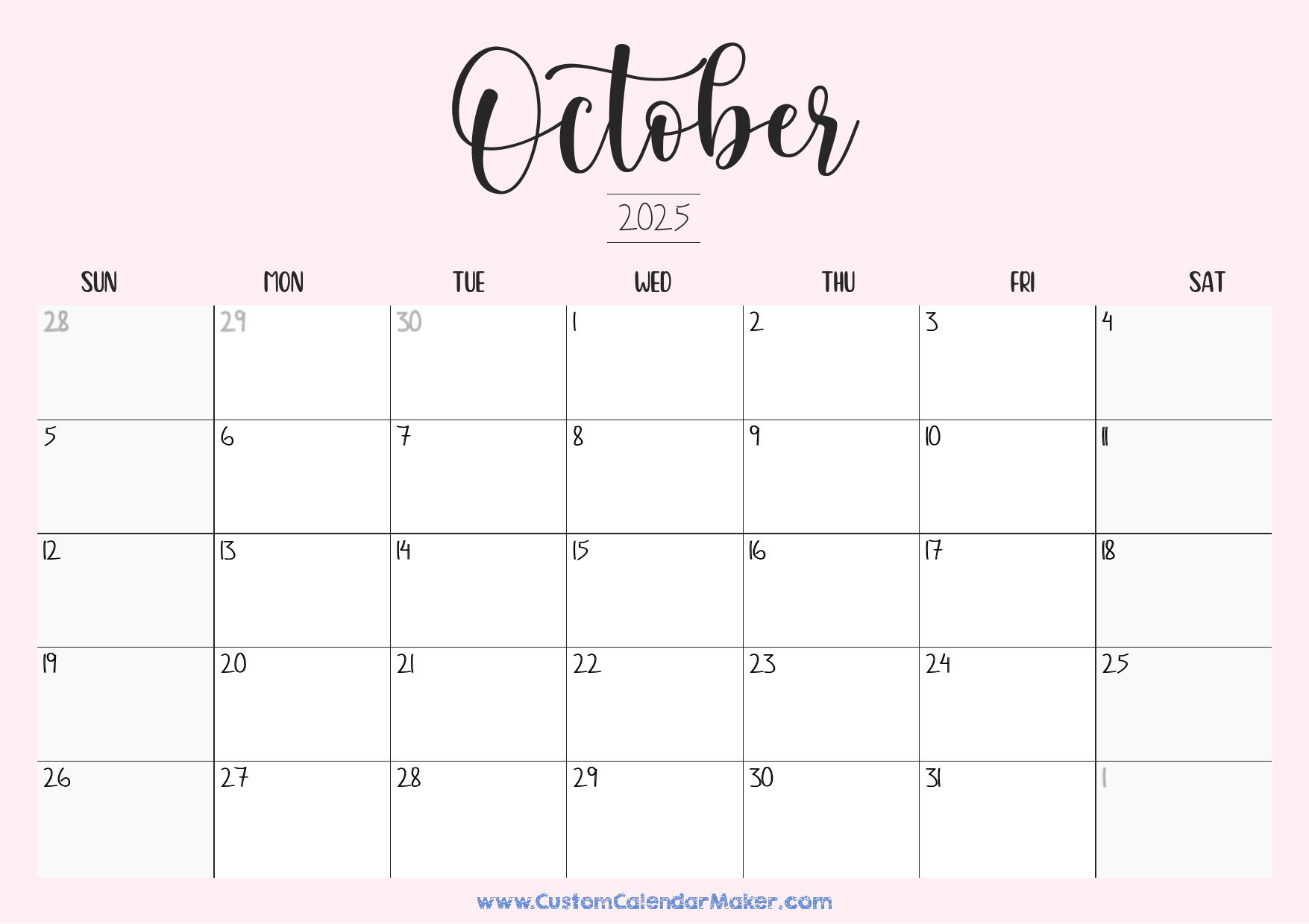 October 2025 Printable Calendar With Lines