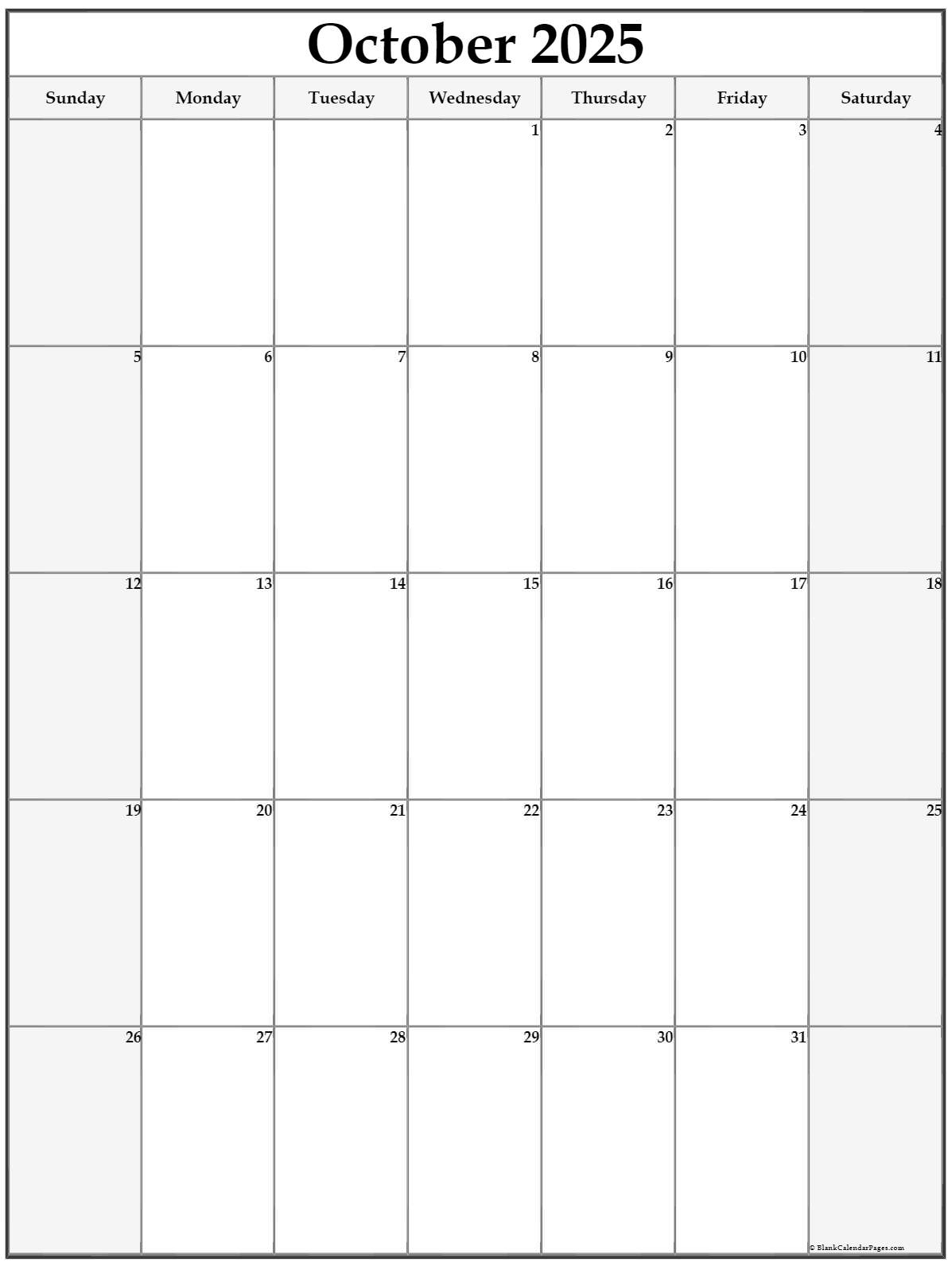 Type Calendar October 2025