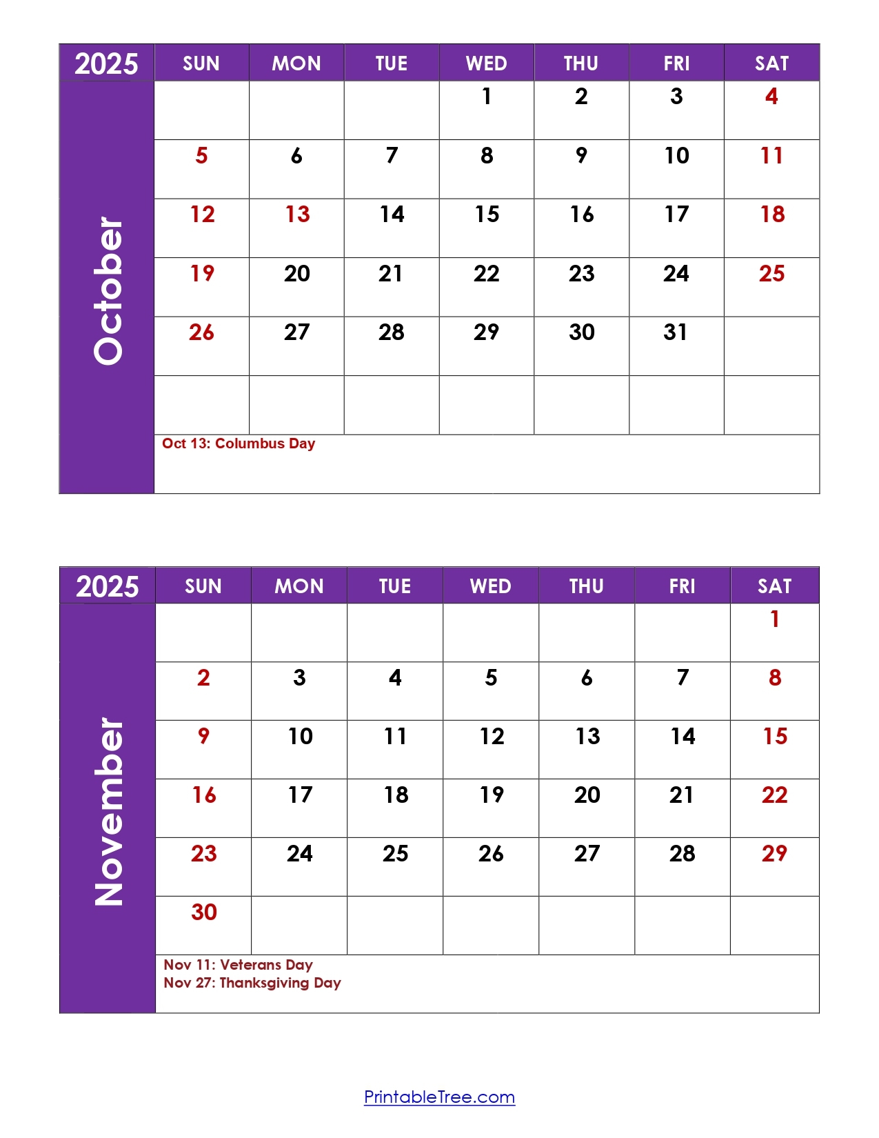 Blank Calendar October November December 2025 Printable