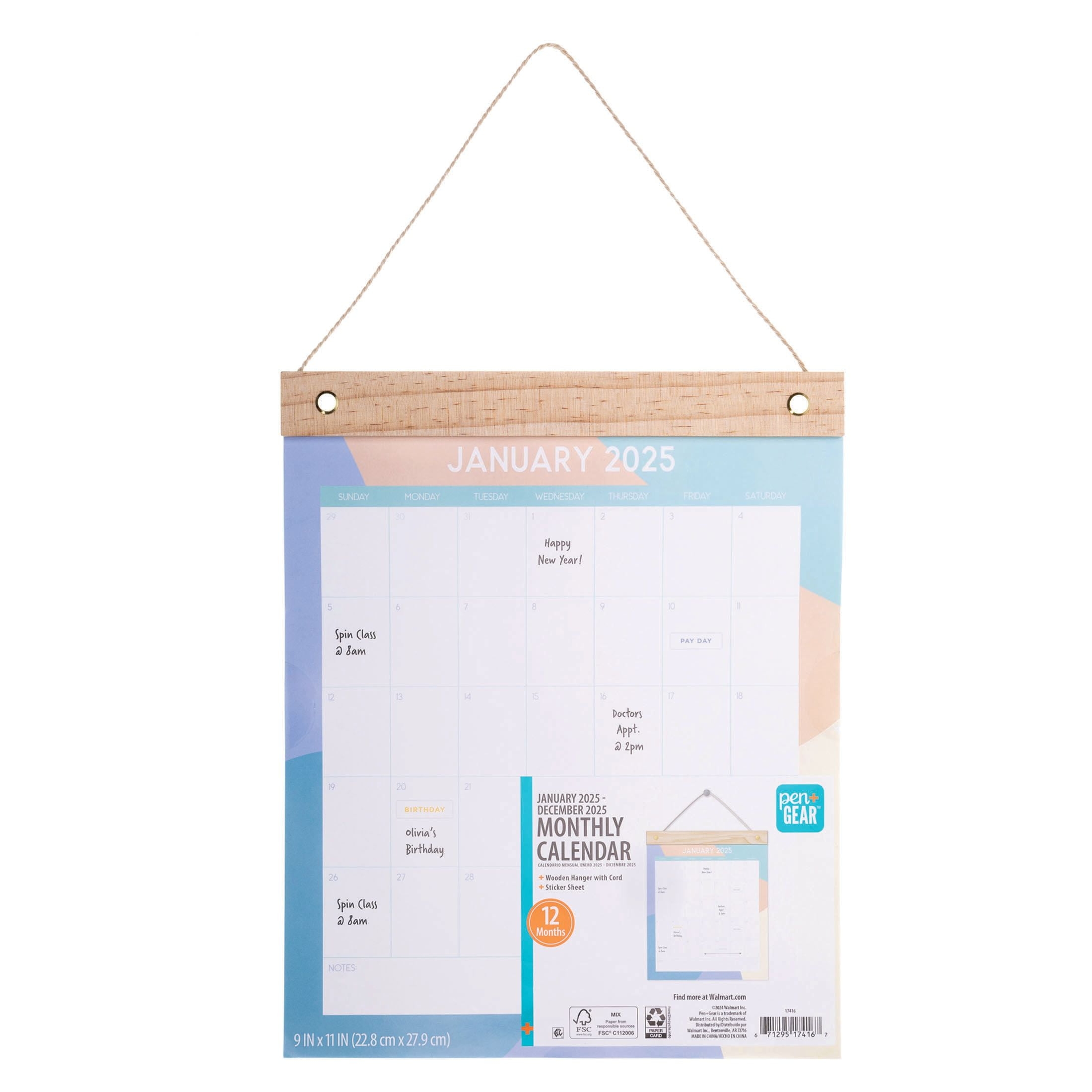 Pen Gear January 2025 December 2025 Monthly Hanging Wall Calendar 9