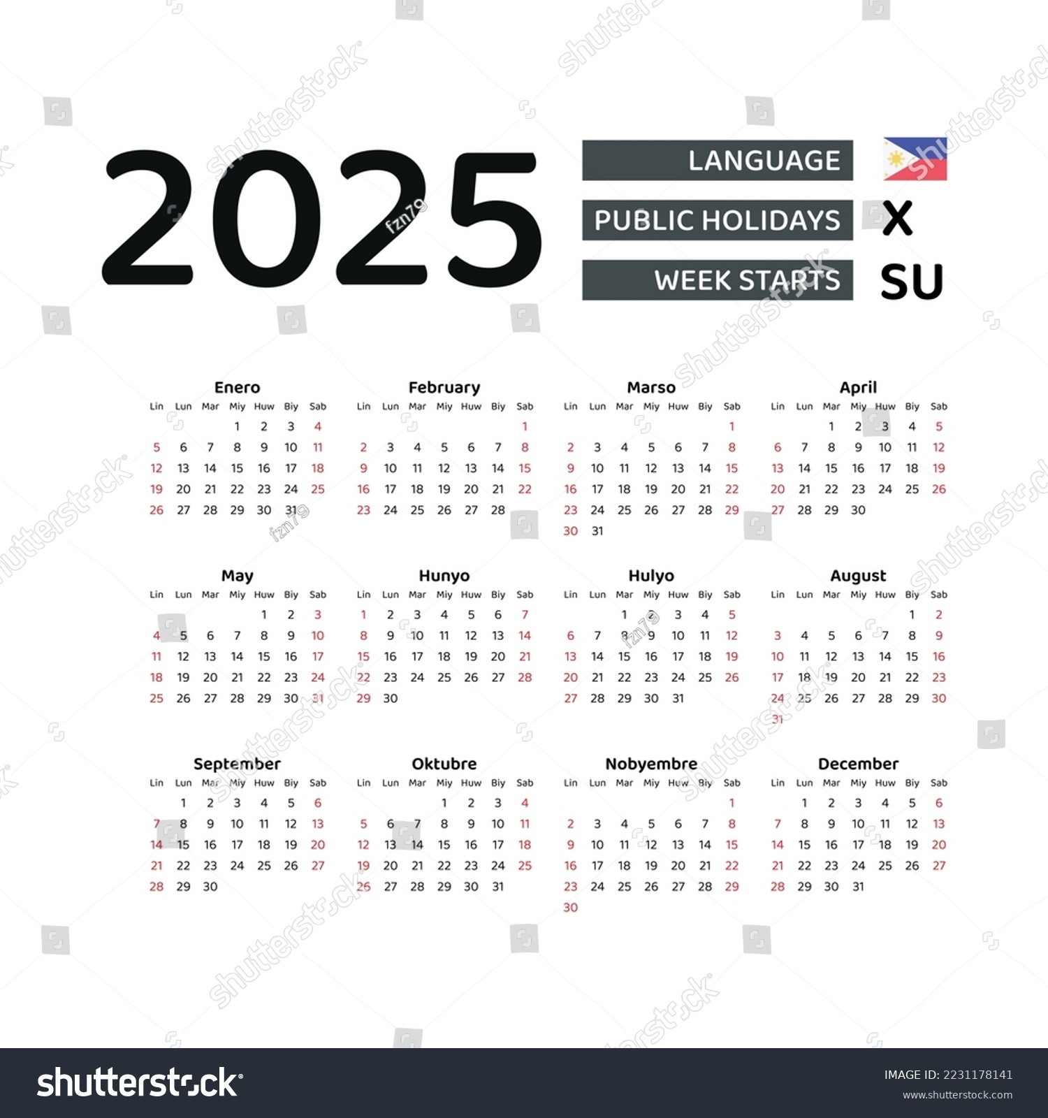 Philippine Calendar July 2025