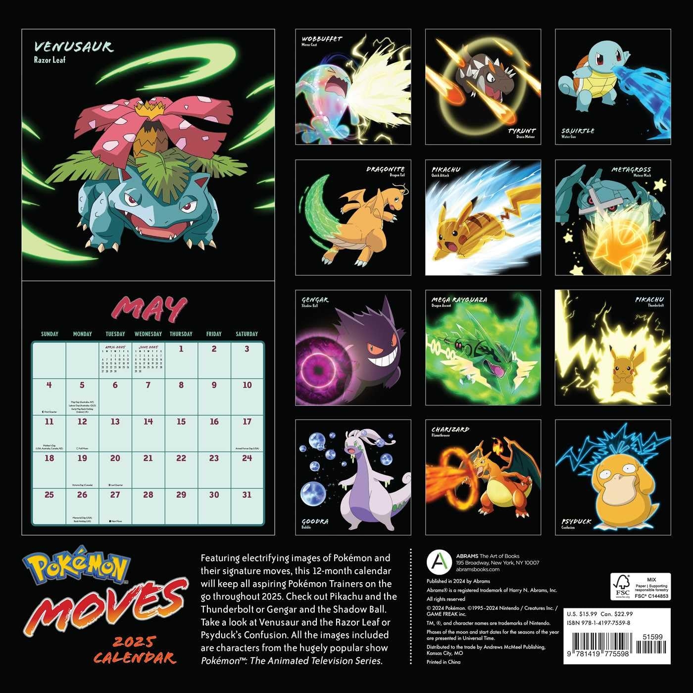 Pok mon Moves 2025 Wall Calendar Calendar Wall Singapore Ubuy