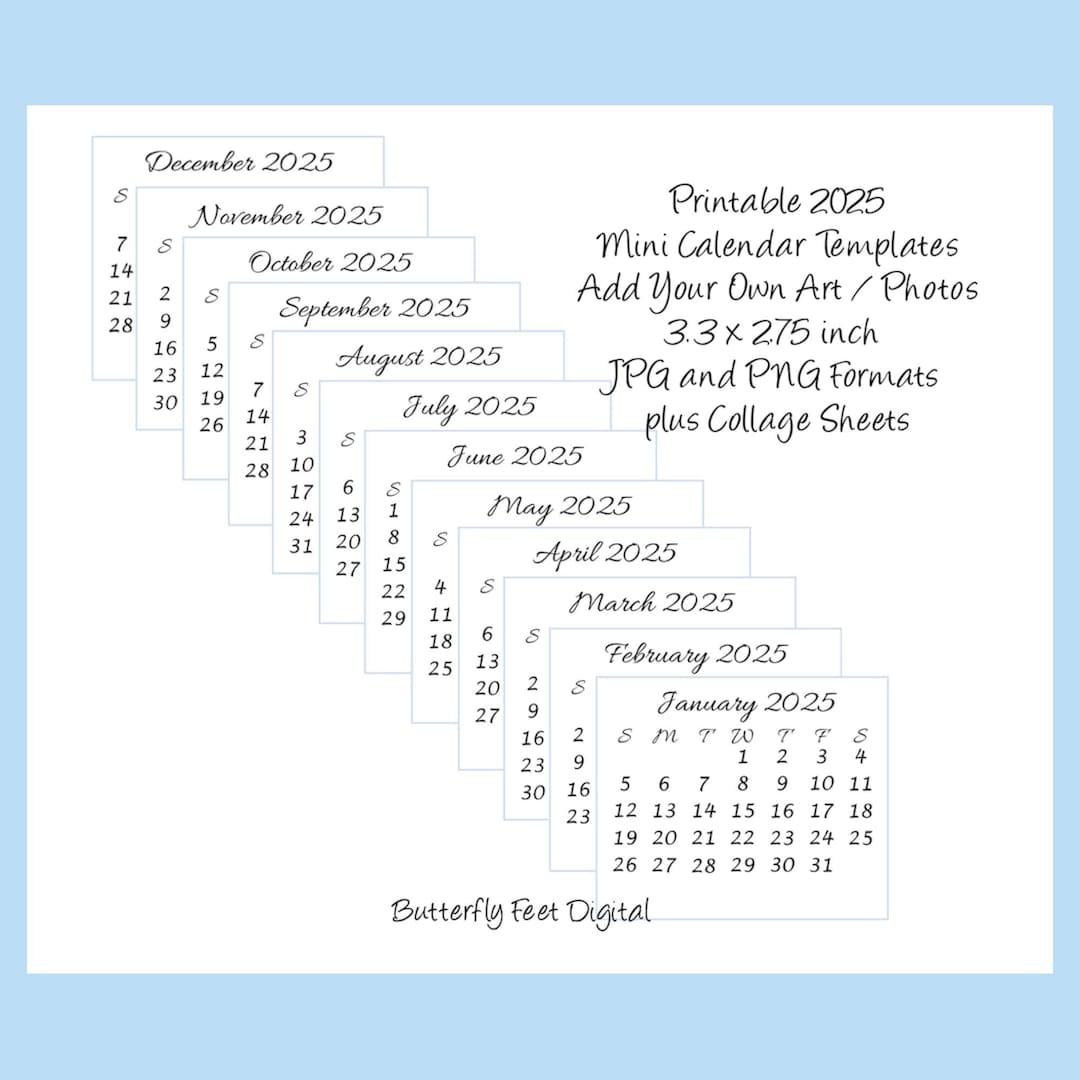 Printable 2025 Calendar Templates Mini Desk Or Purse Calendar 