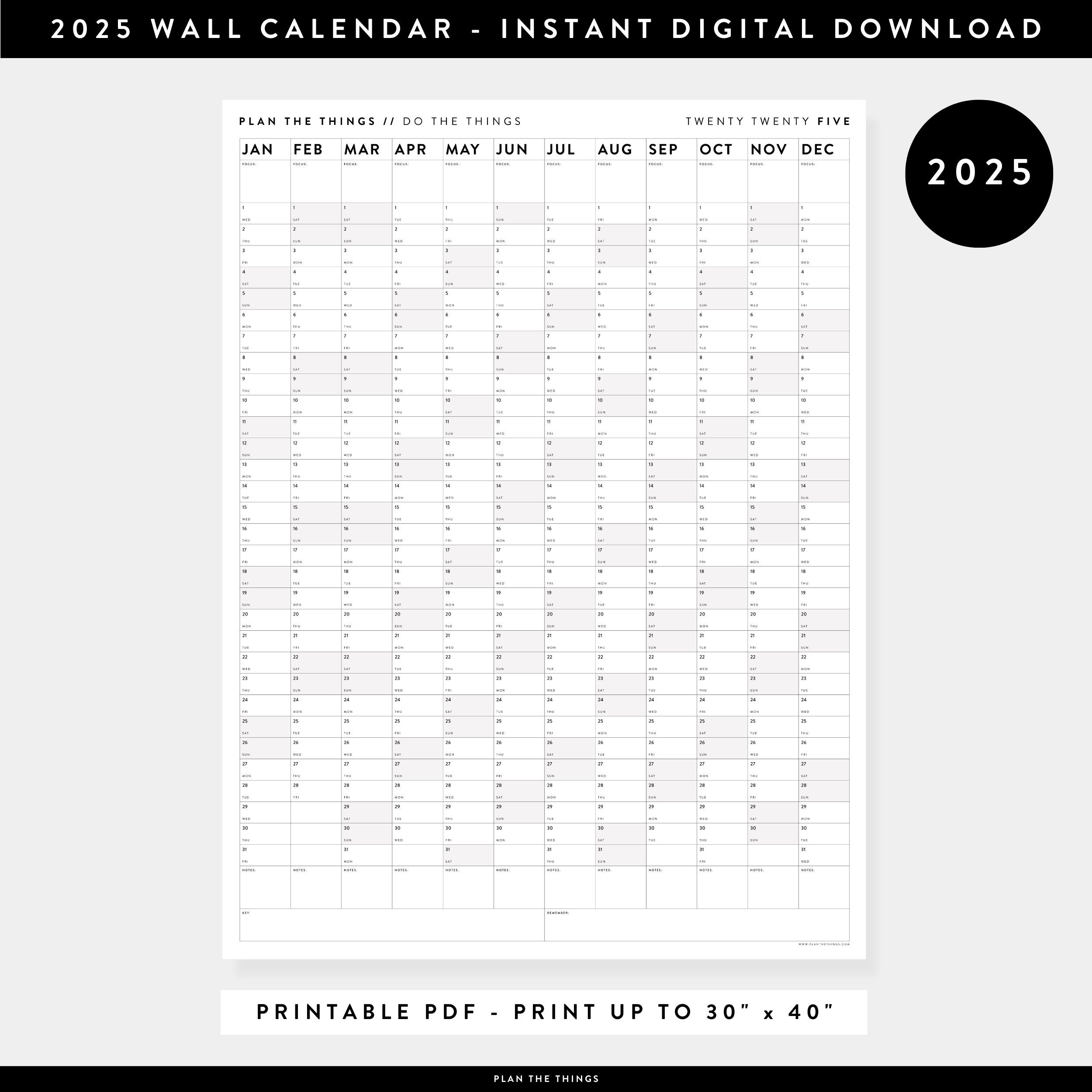 Free Printable 2025 Calendar Staples