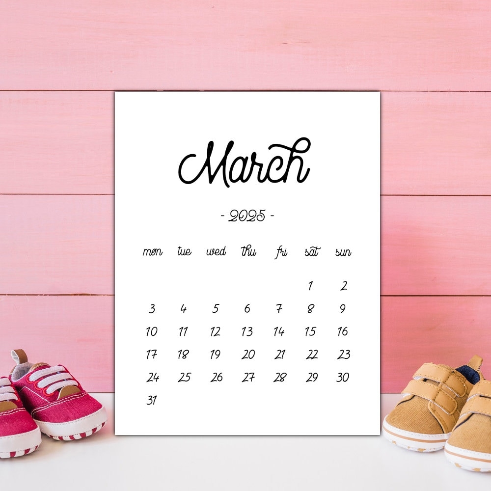 Printable Calendar March 2025 March Calendar March 2025 Baby Due Date Calendar Pregnancy Calendar Etsy
