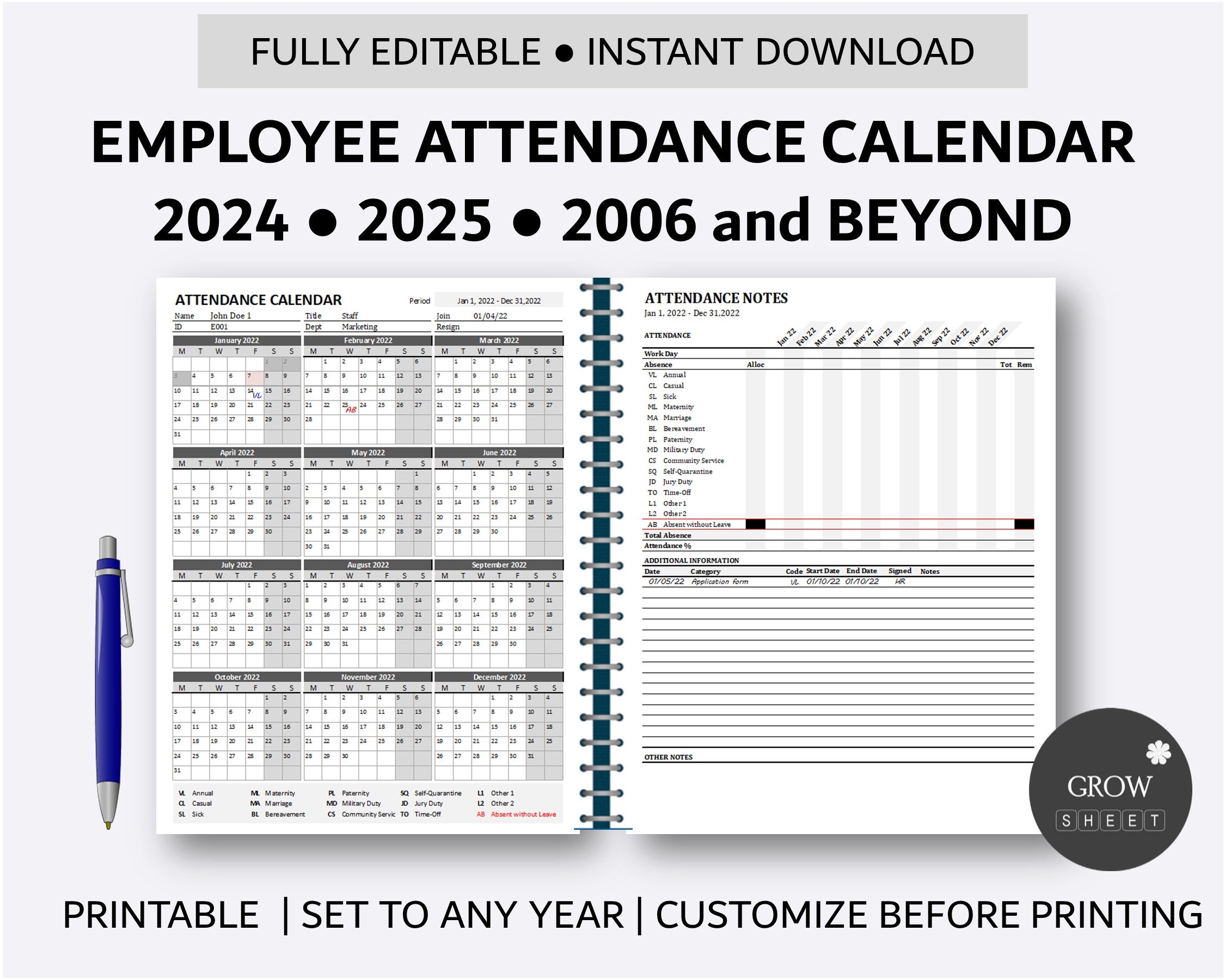 Printable Employee Attendance Calendar Custom Attendance 