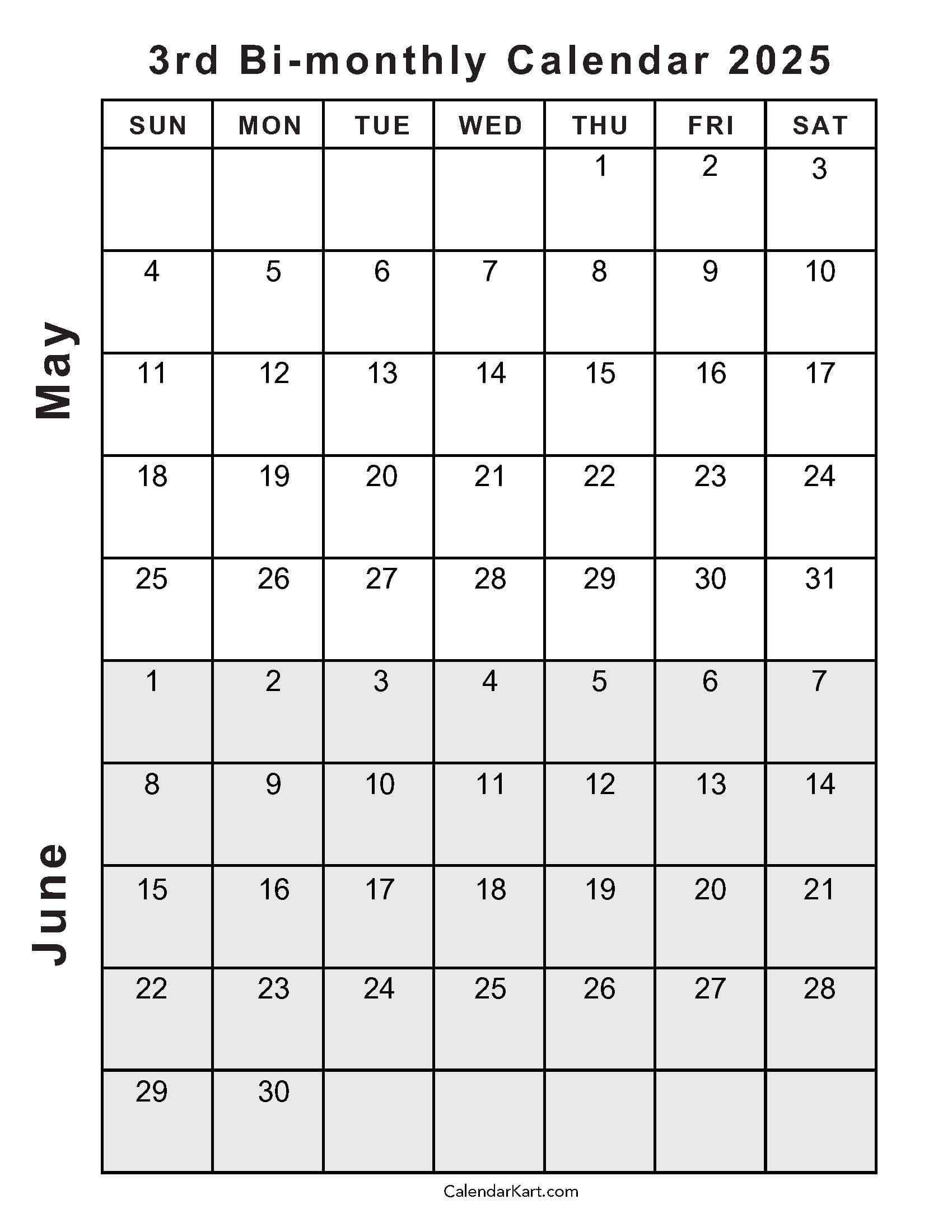 Calendar 2025 May June July