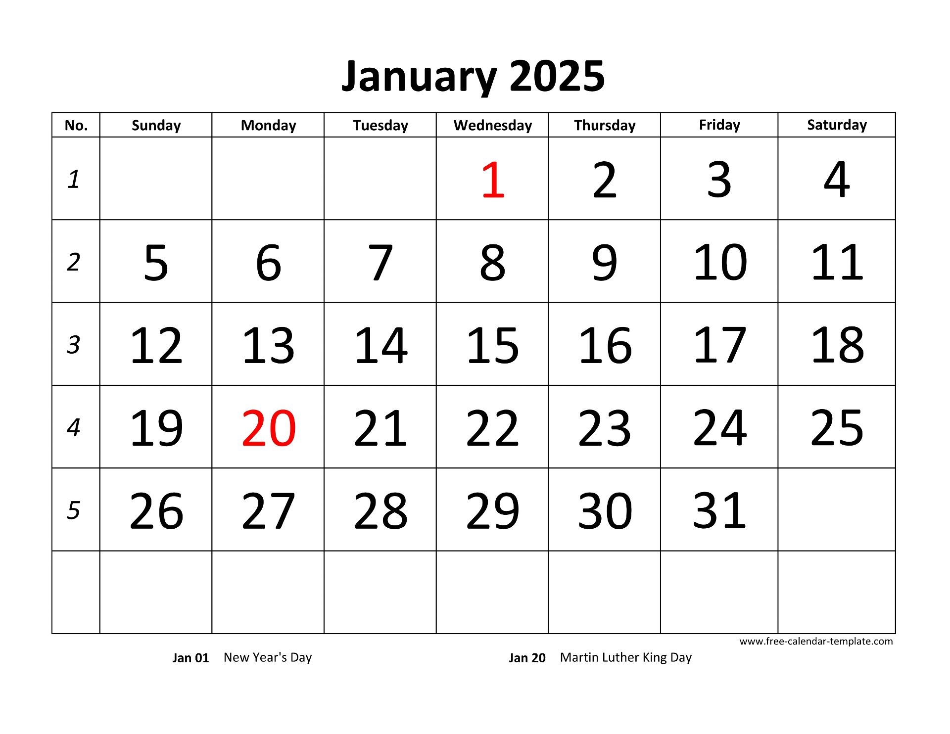 Free Printable Calendar 2025 Customizable