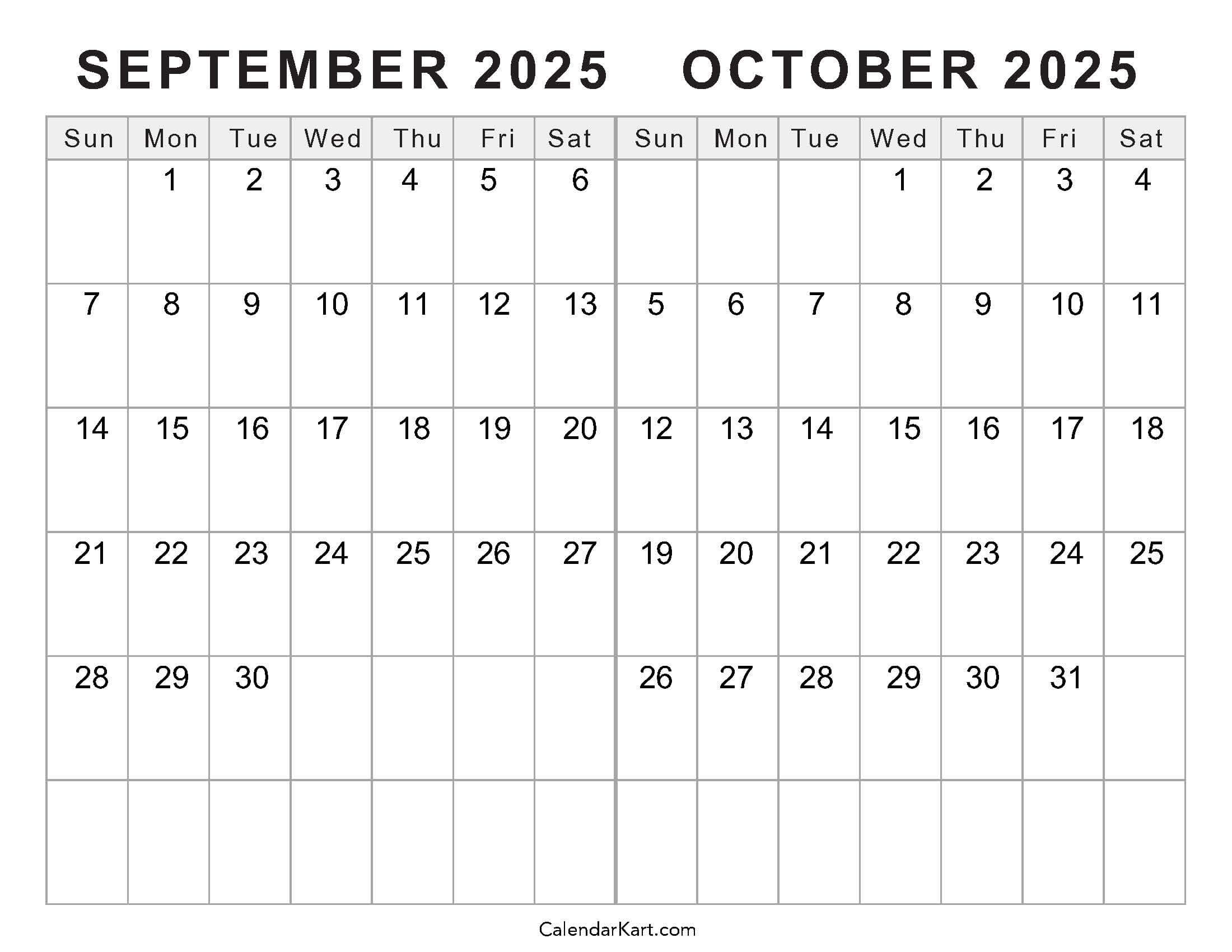 September October 2025 Calendar With Holidays
