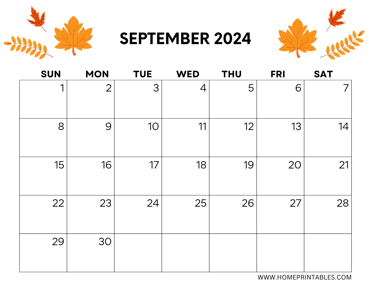September 24 Printable Calendar