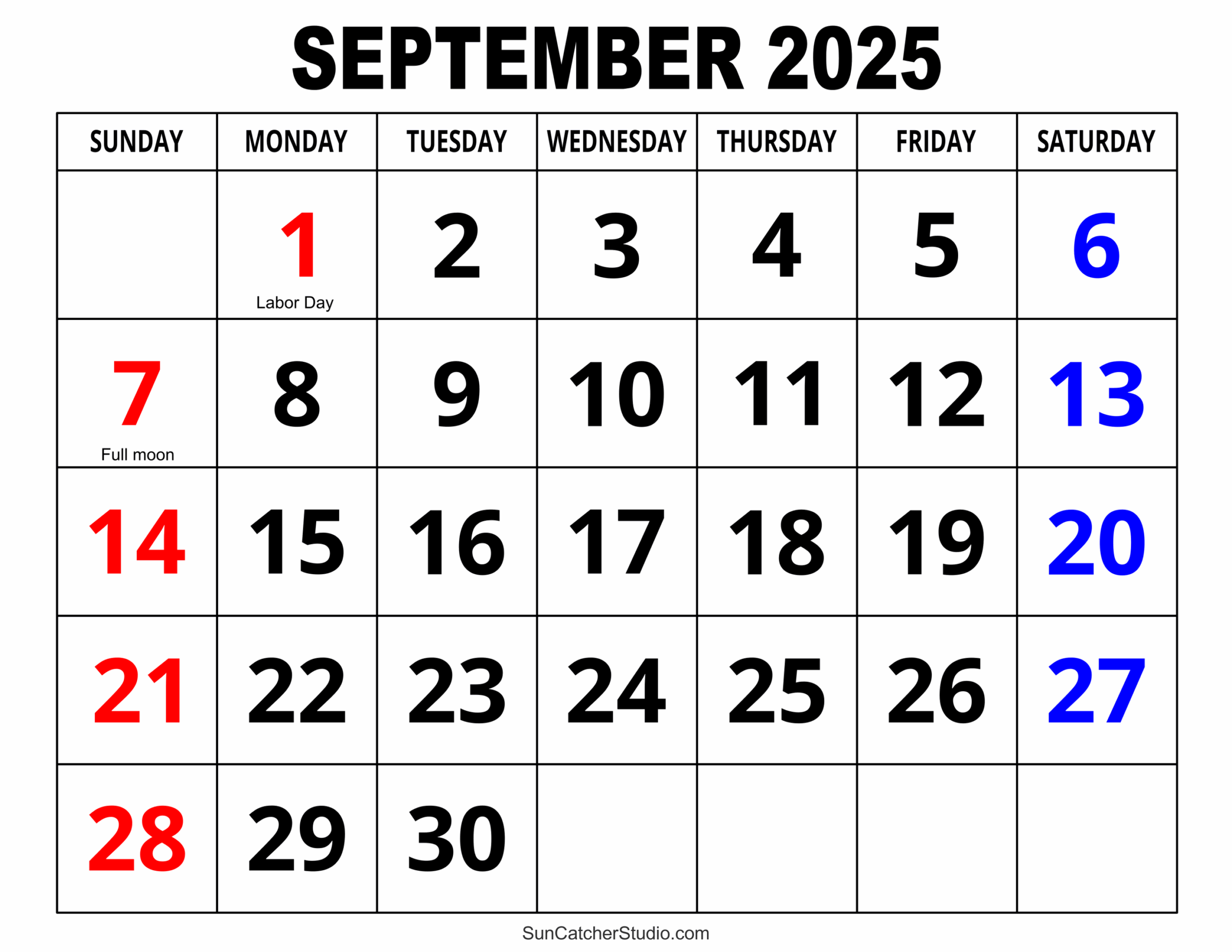 Free September 2025 Printable Calendar