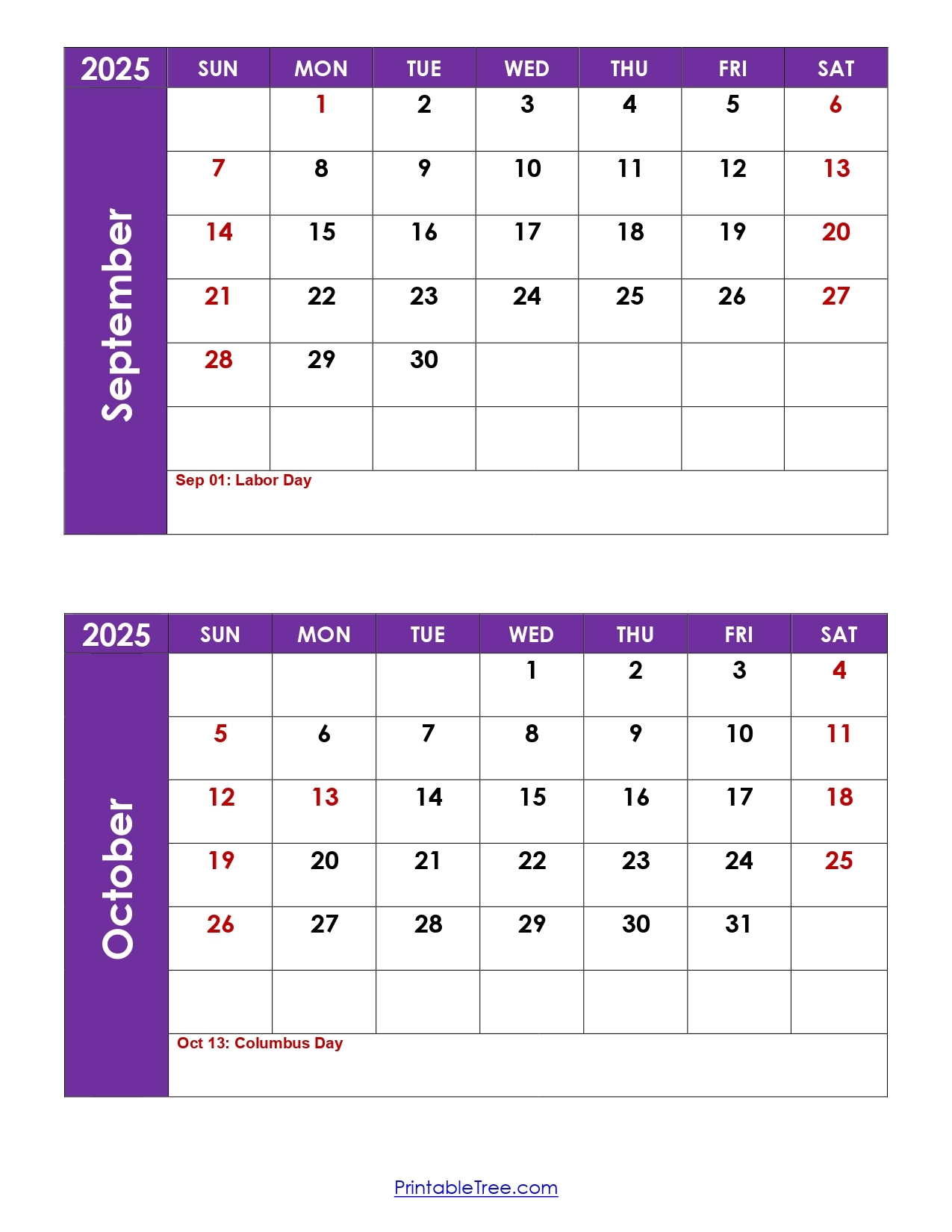2025 September October Calendar