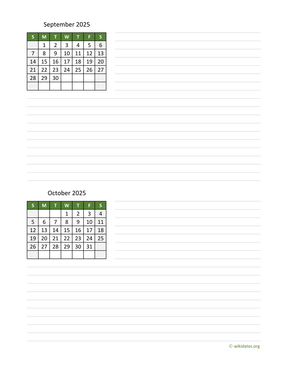 September October 2025 Calendar Printable 2