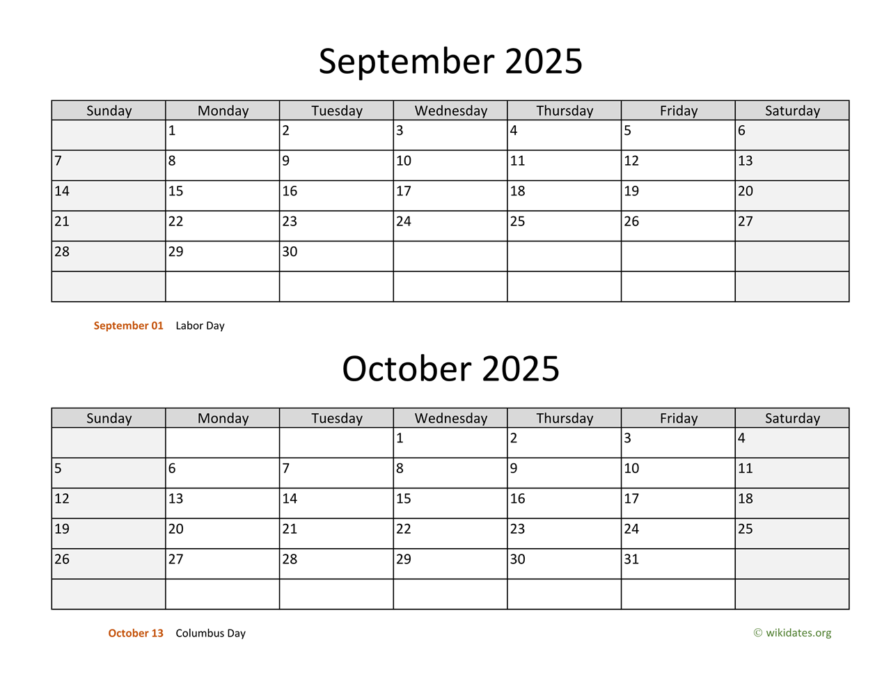 October December 2025 Calendar