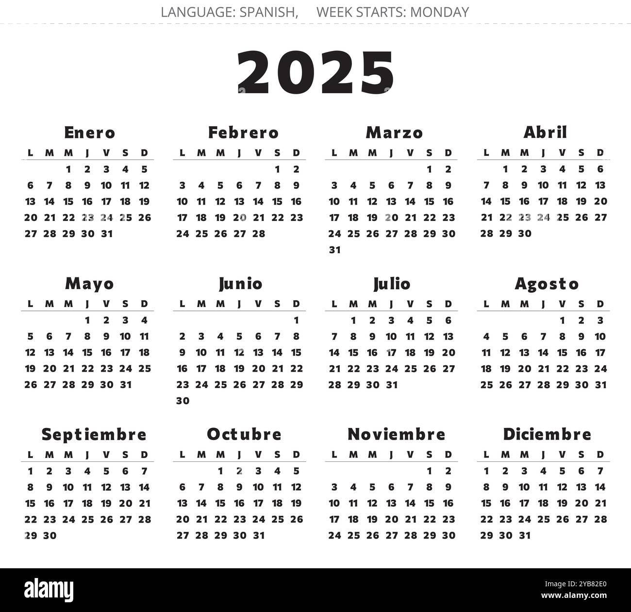 Spanish Calendar 2025 Cut Out Stock Images U0026 Pictures Alamy