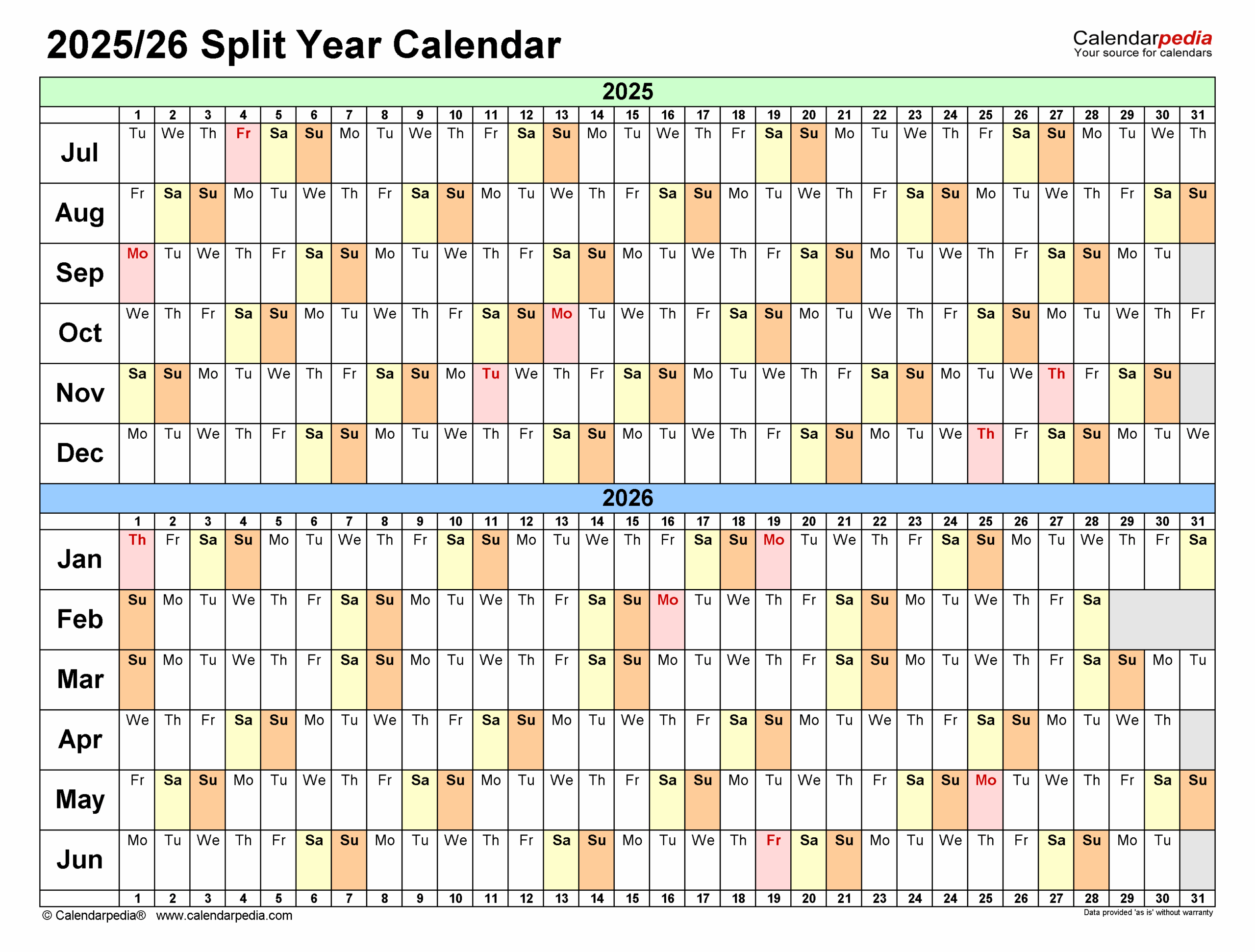 Printable Calendar August 2025 To June 2026