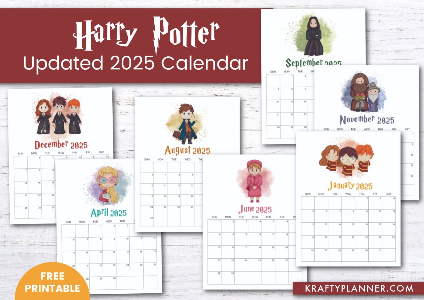 Free Printable 2025 Calendar Harry Potter