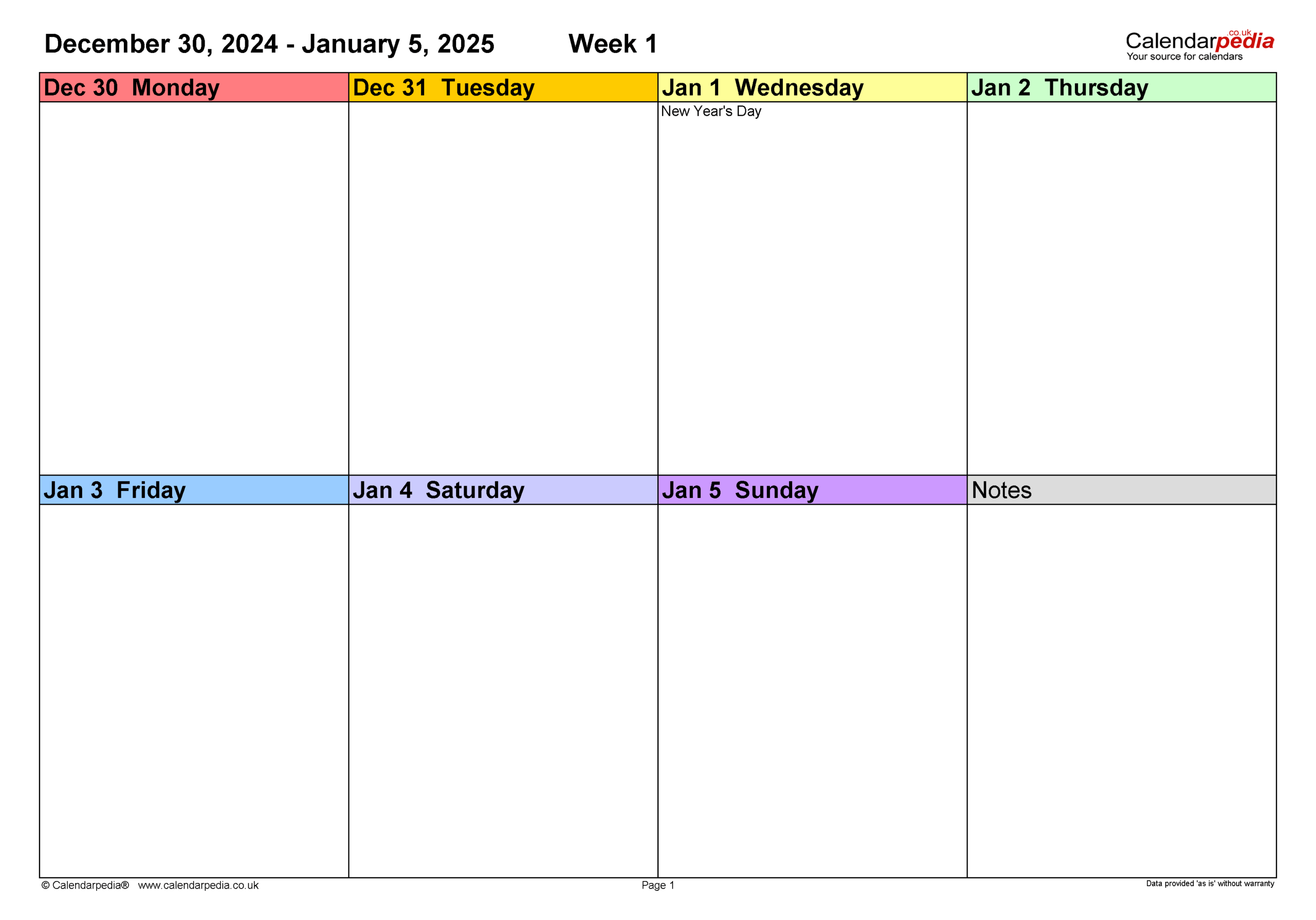Weekly Calendar 2025 UK Free Printable Templates For PDF