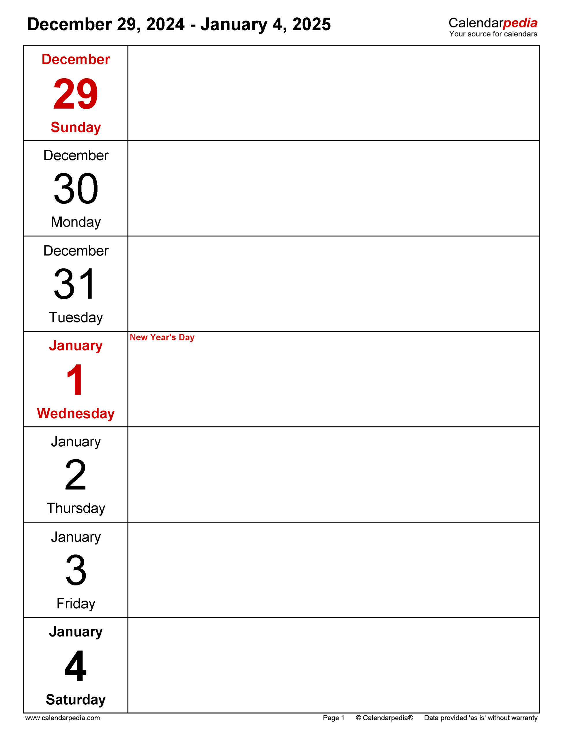Weekly Calendars 2025 For PDF 12 Free Printable Templates