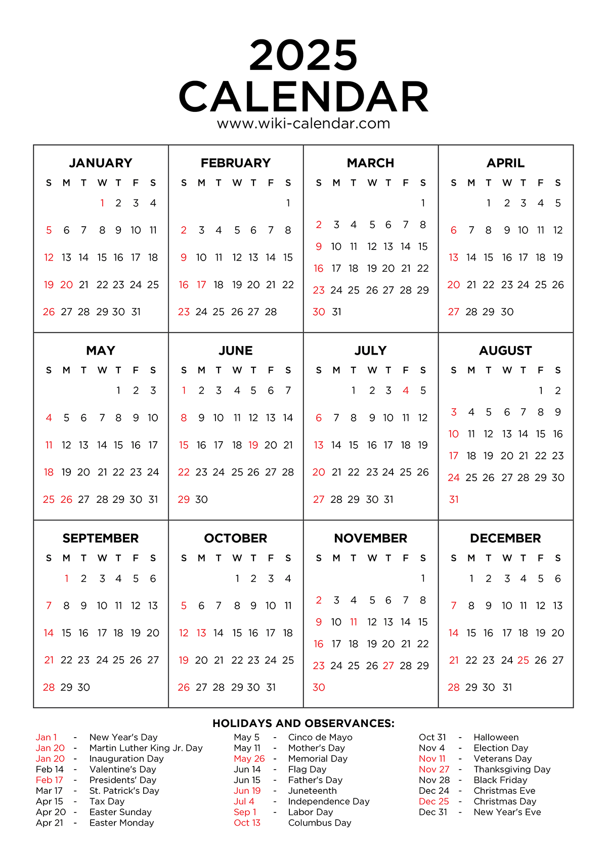 Free Printable And Fillable Calendar For 2025