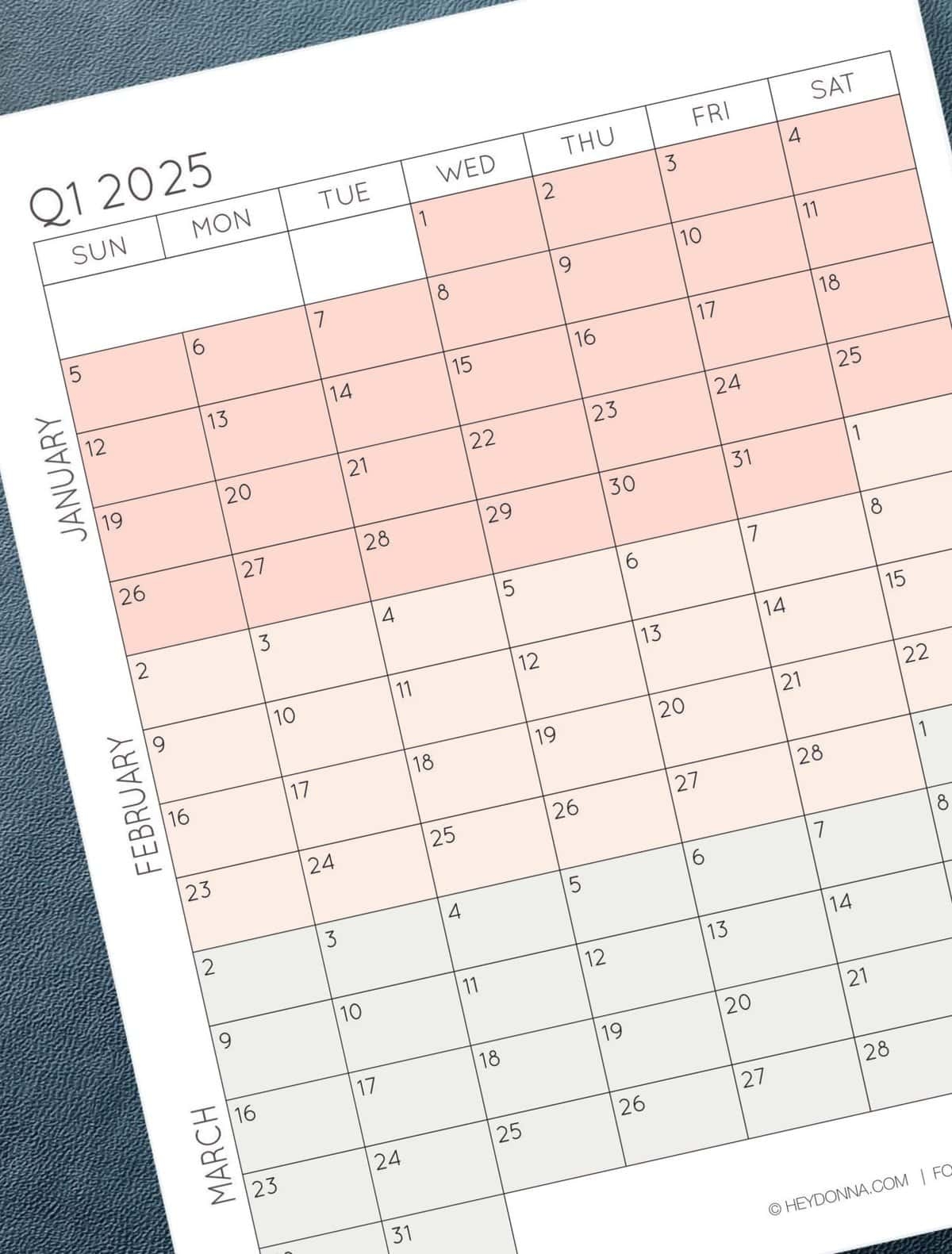 2025 3 Month Quarterly Calendar Printables FREE Hey Donna 